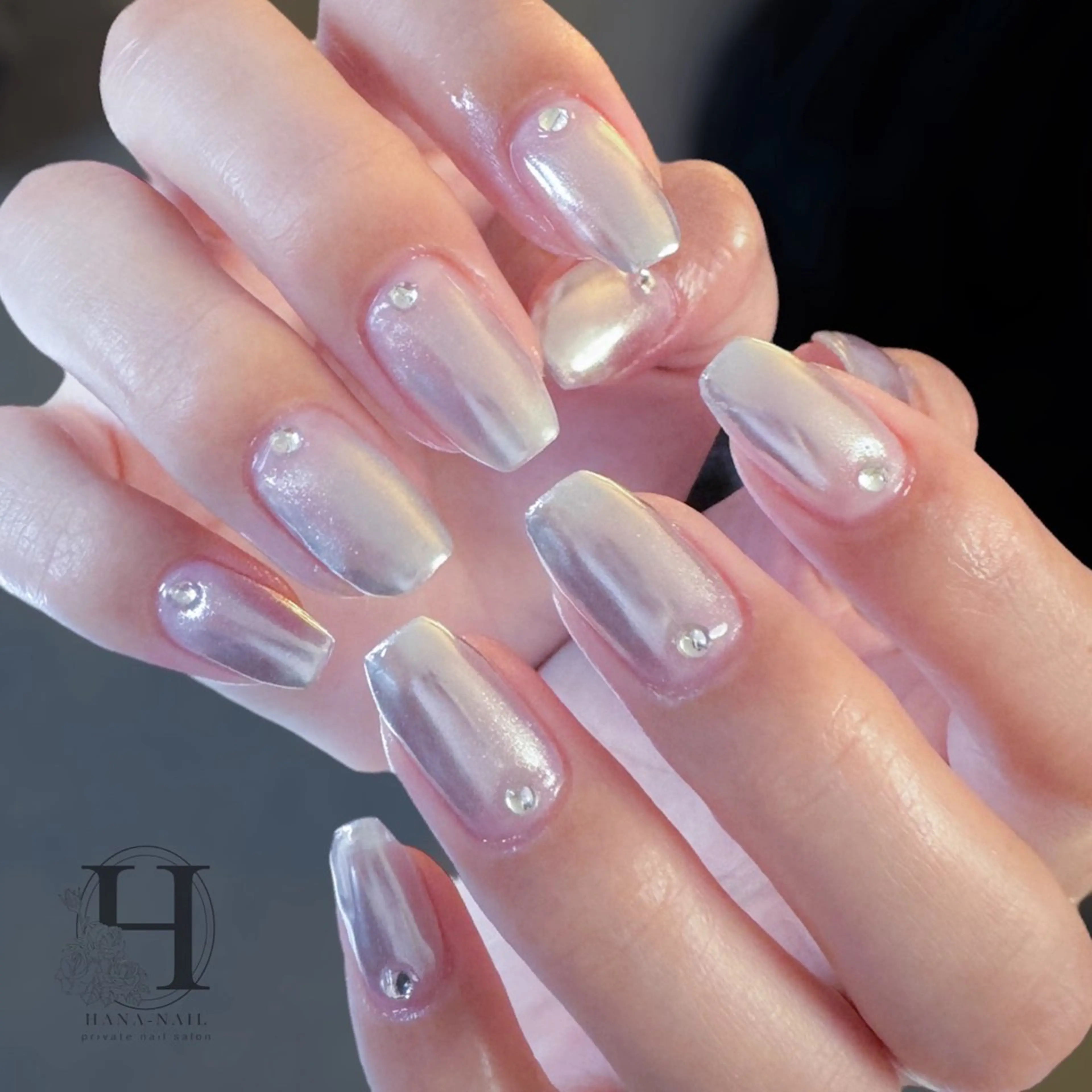 ネイル ジェルネイル グラデーション キラキラネイル ミラーネイル パラジェル ハンドネイル HANA-NAILハナネイル福山所属・Kao hana-nailのネイルデザイン