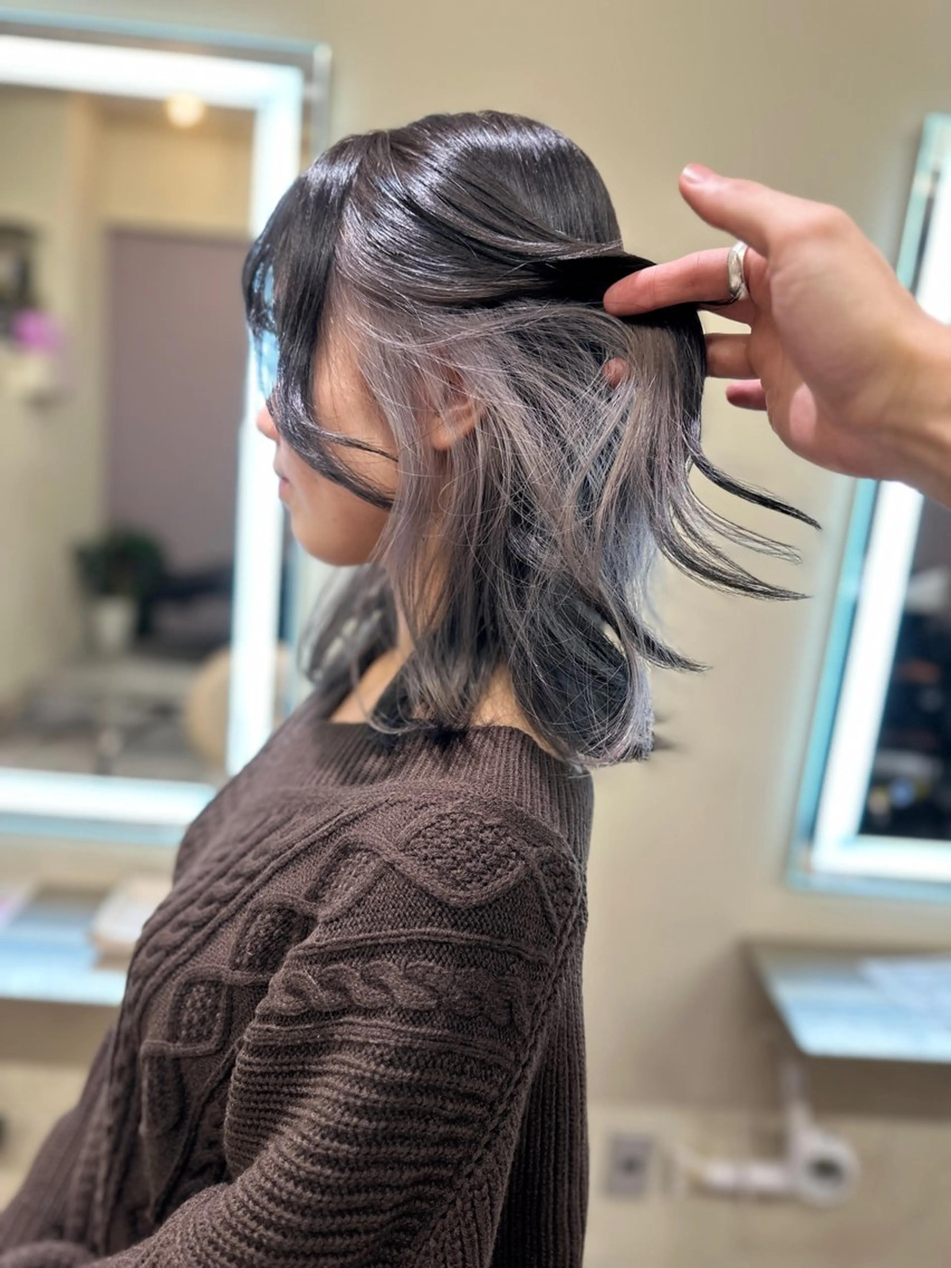 ミディアム カラー アディクシーカラー バレイヤージュ ブリーチ デザインカラー ダブルカラー ヘアカラー トリートメント 色気レイヤーカット 大和健生のヘアスタイル
