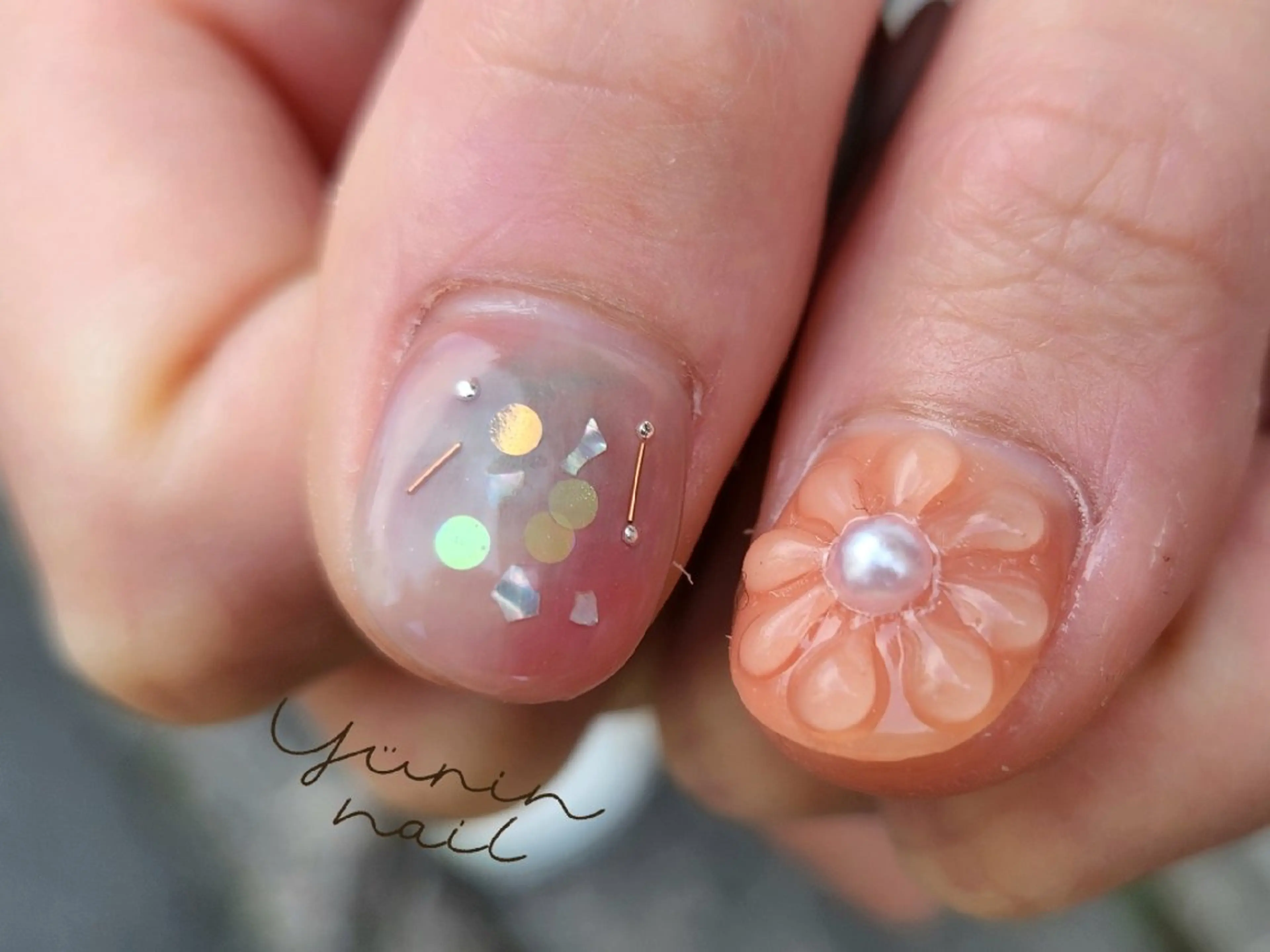 ネイル フラワーネイル ぷっくりネイル ショートネイル専門 yurin nailのネイルデザイン