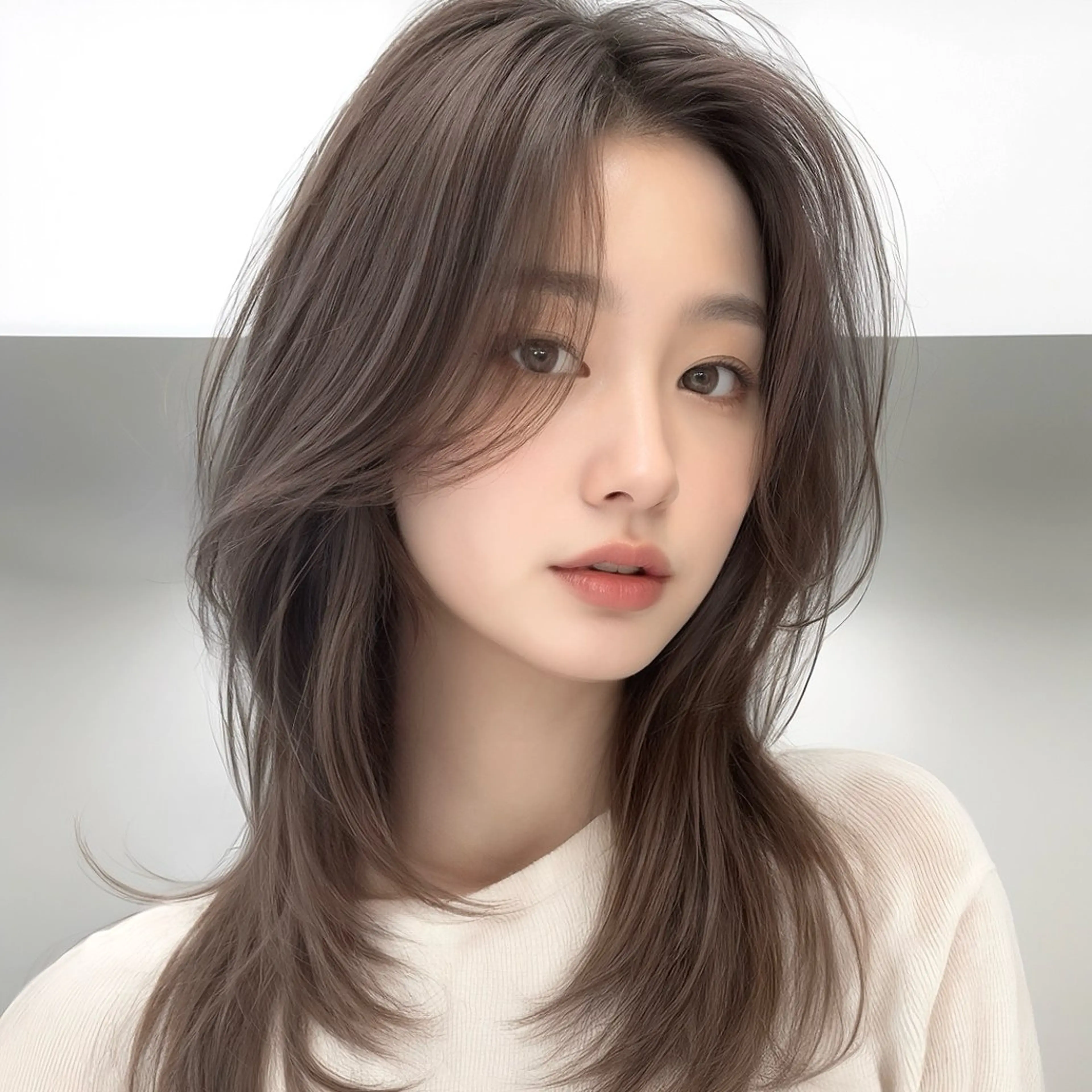 ロング カラー レイヤーカット 小顔カット カット ヘアカラー トリートメント 新宿レイヤーカット 顔周り/骨格診断のヘアスタイル