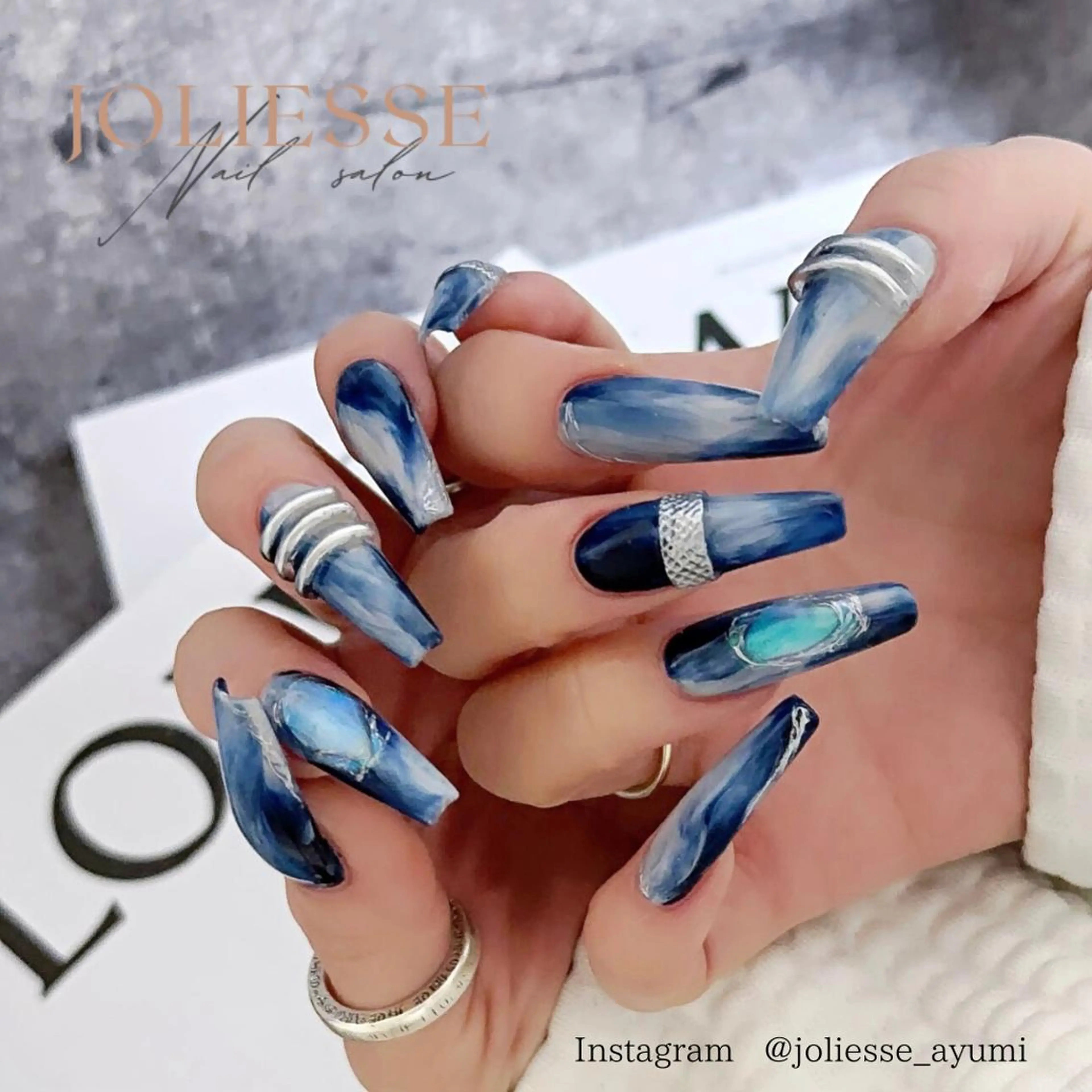 ネイル ブルー シルバー joliesse【ジョリエス】所属・JOLIESSE Ayumiのネイルデザイン