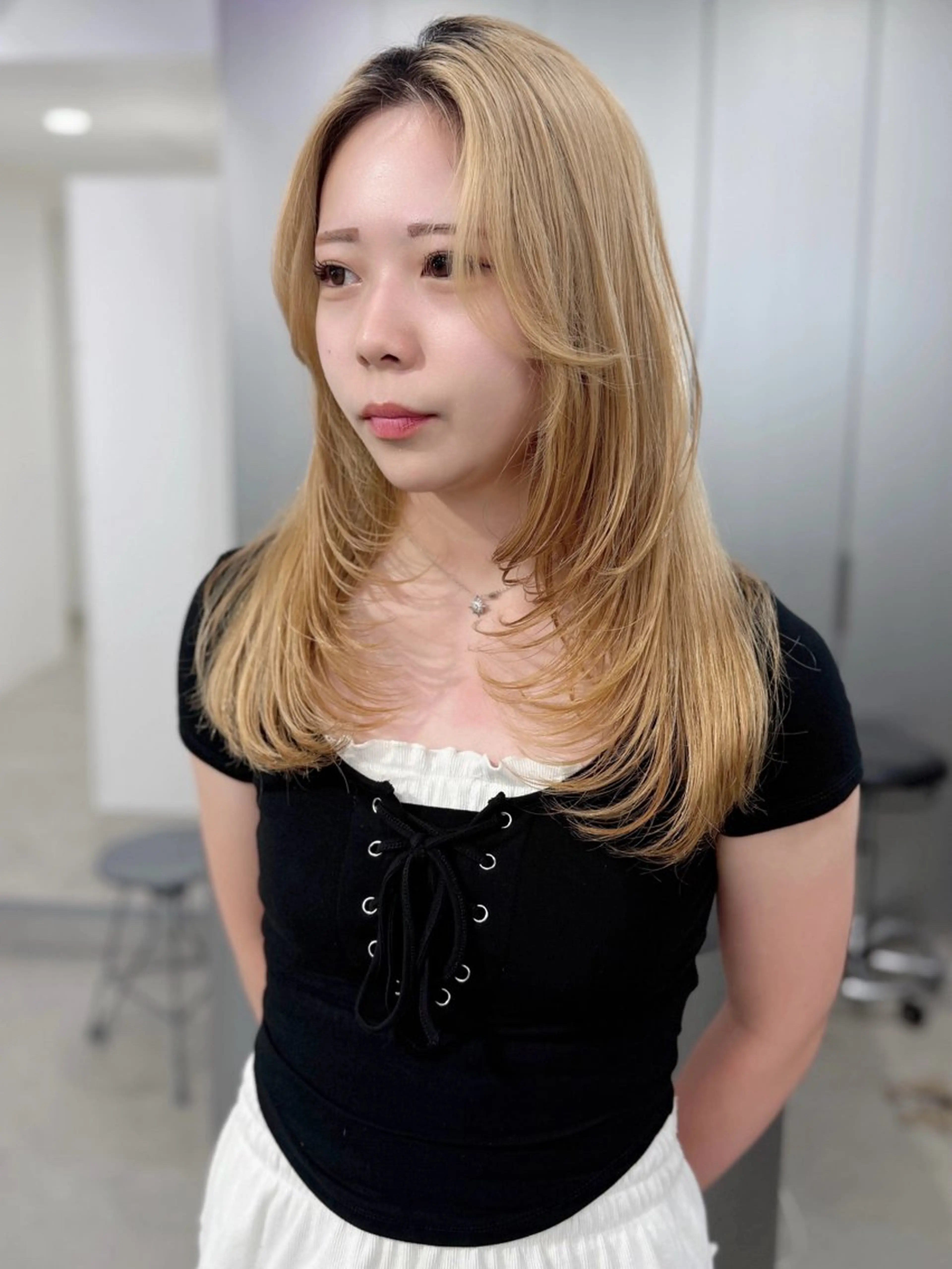 セミロング ハイレイヤー レイヤーカット カット ヘアカラー トリートメント ブルーブラック レイヤー/TERUのヘアスタイル