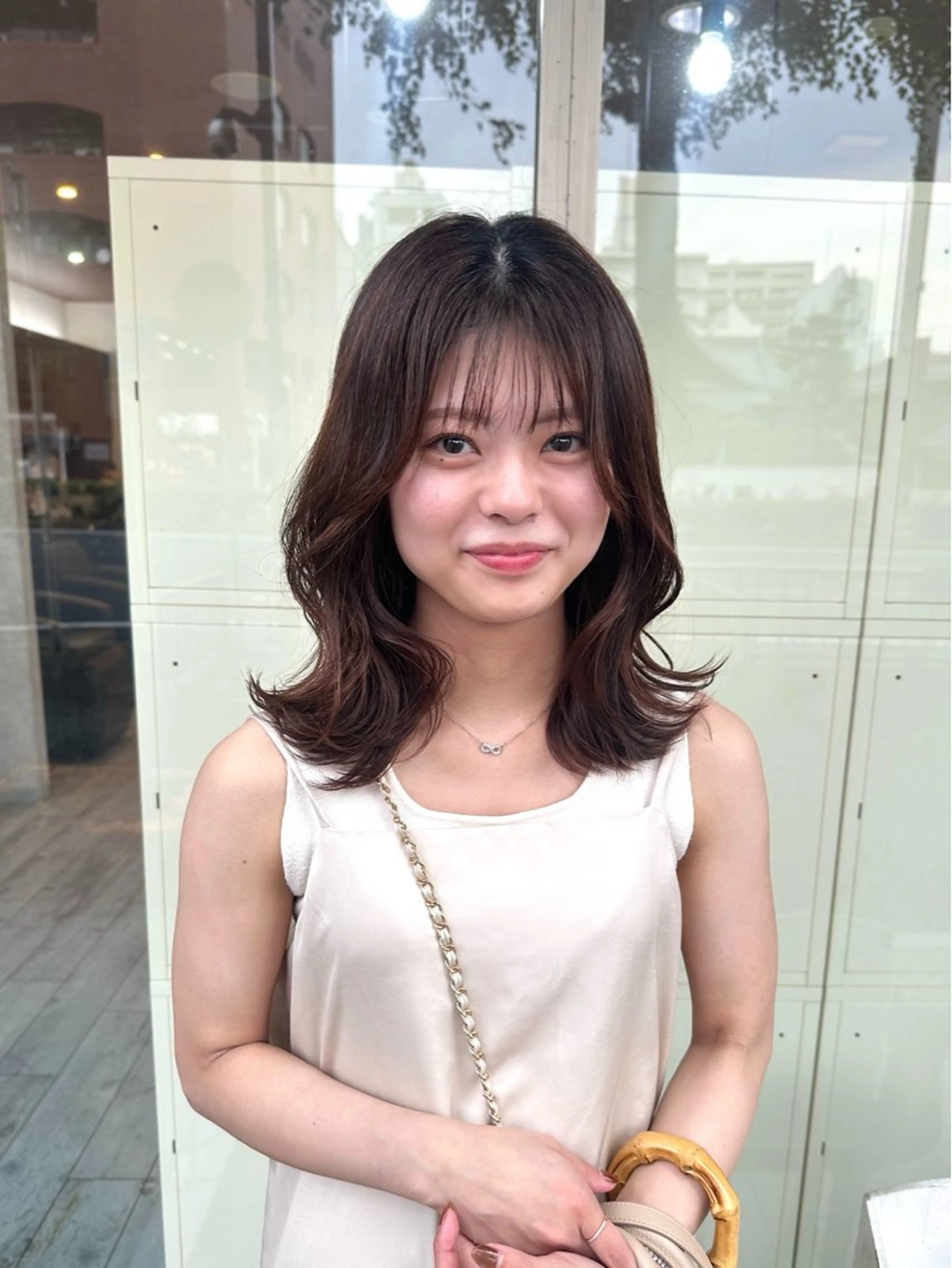 ミディアム カラー ブラウンカラー カット ヘアカラー トリートメント 高橋 みく/ minim 暖色のヘアスタイル