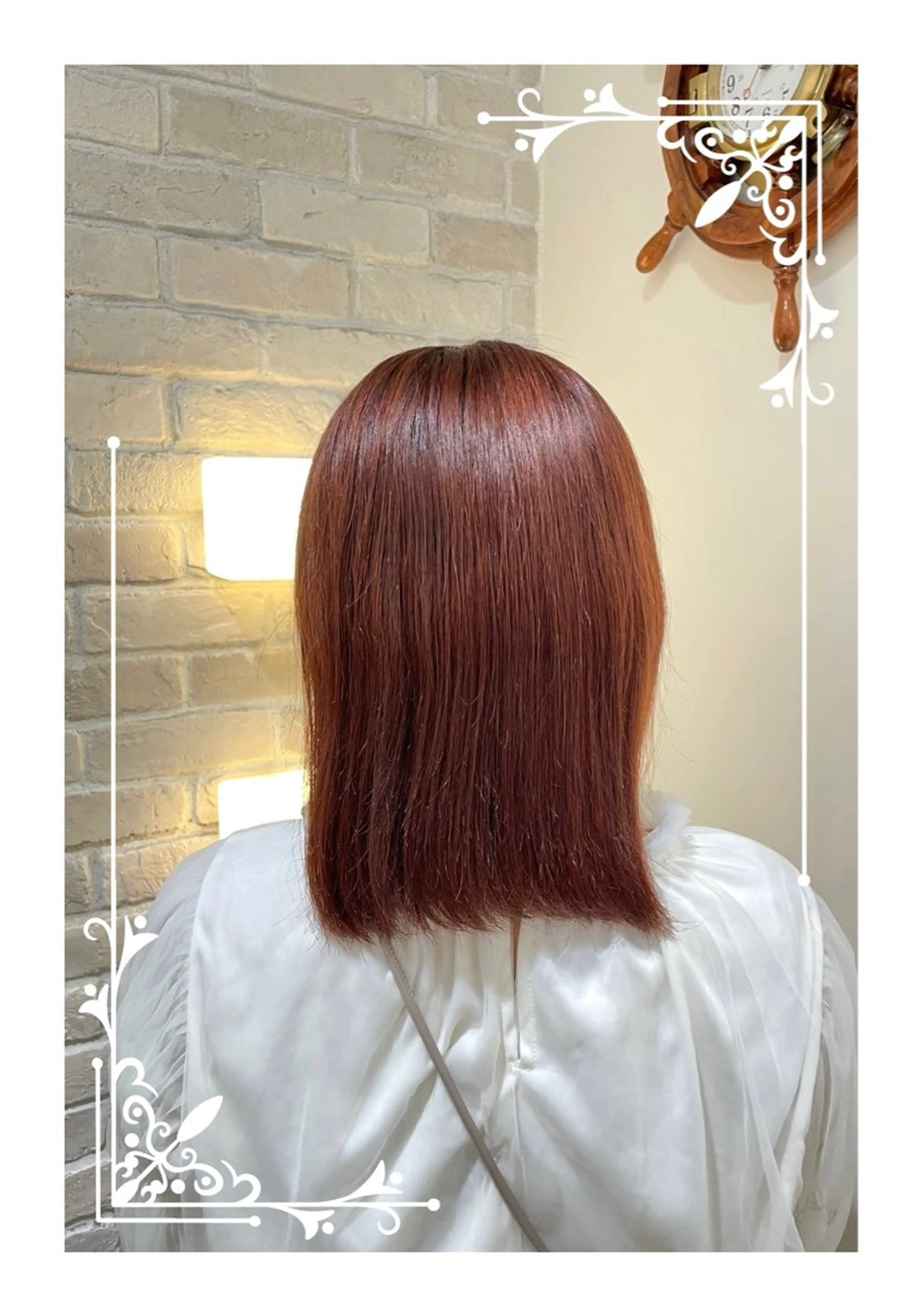 ミディアム カラー ブリーチ ブリーチなしカラー オレンジ ピンクカラー 🌷misaki 🌷のヘアスタイル