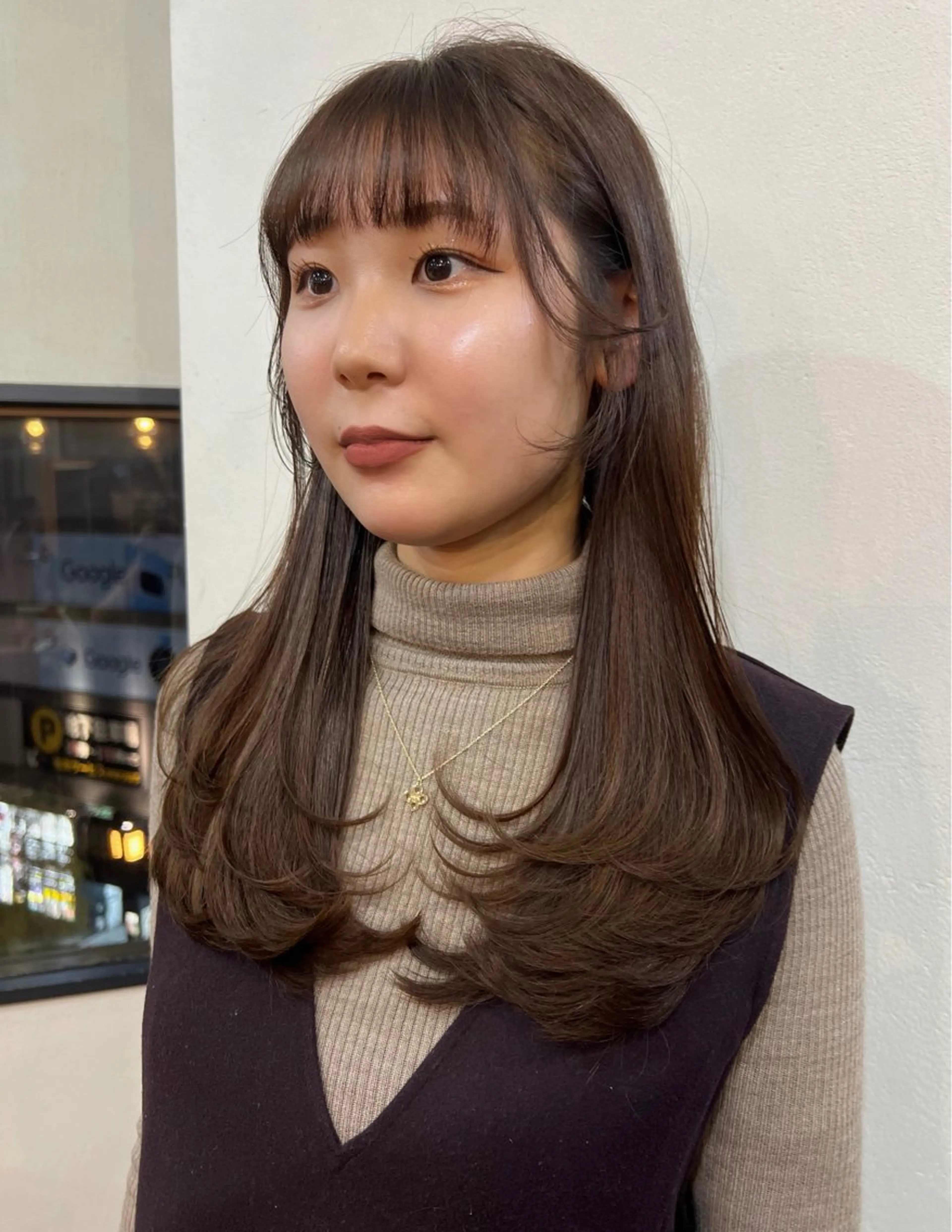 セミロング レイヤーカット ローレイヤー 韓国ヘア 🎀華澄のヘアスタイル