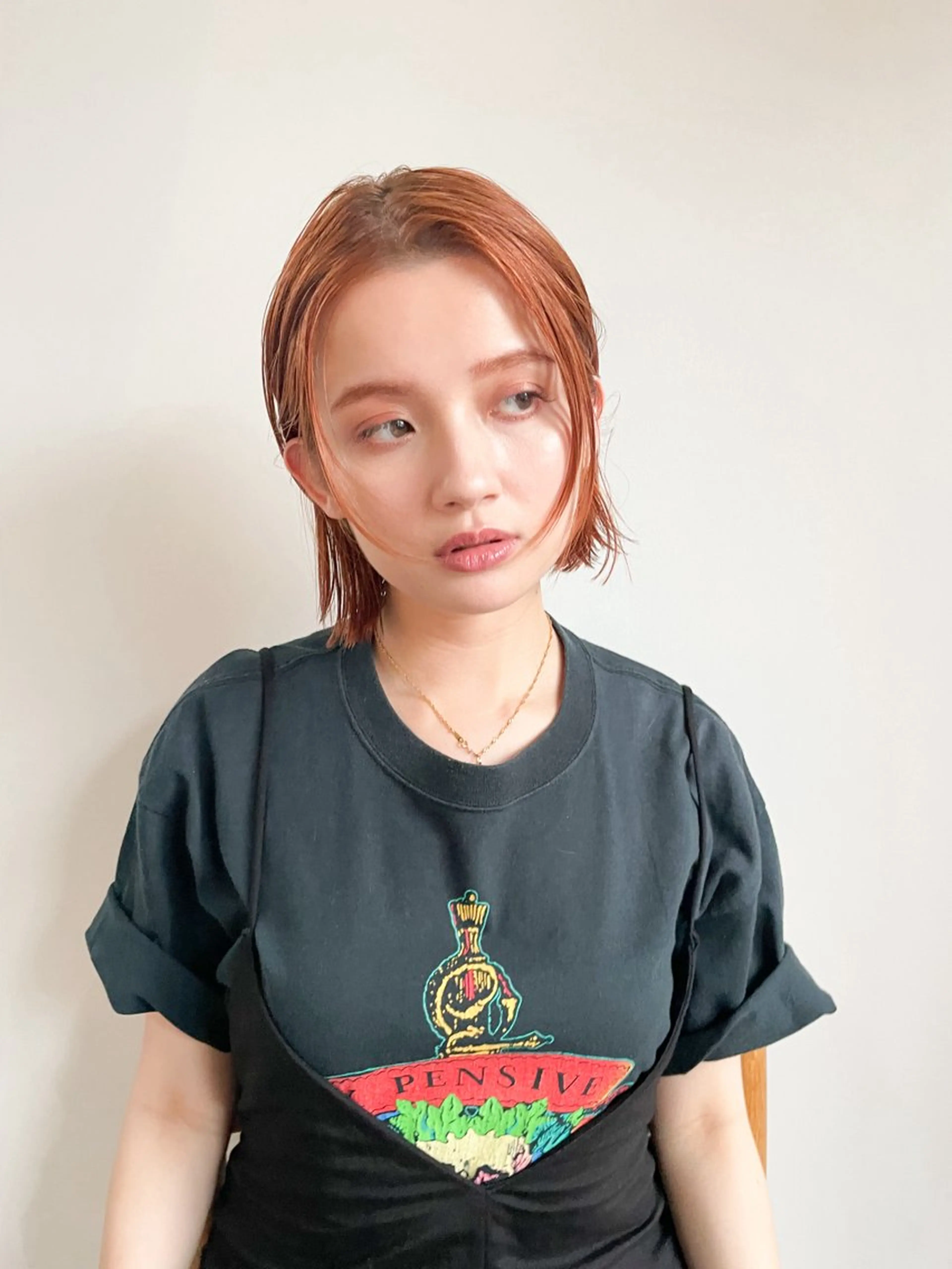 ショート カラー オレンジ 顔まわりレイヤー レイヤーカット カット ヘアカラー Takuma✨中目 ショート　ボブのヘアスタイル