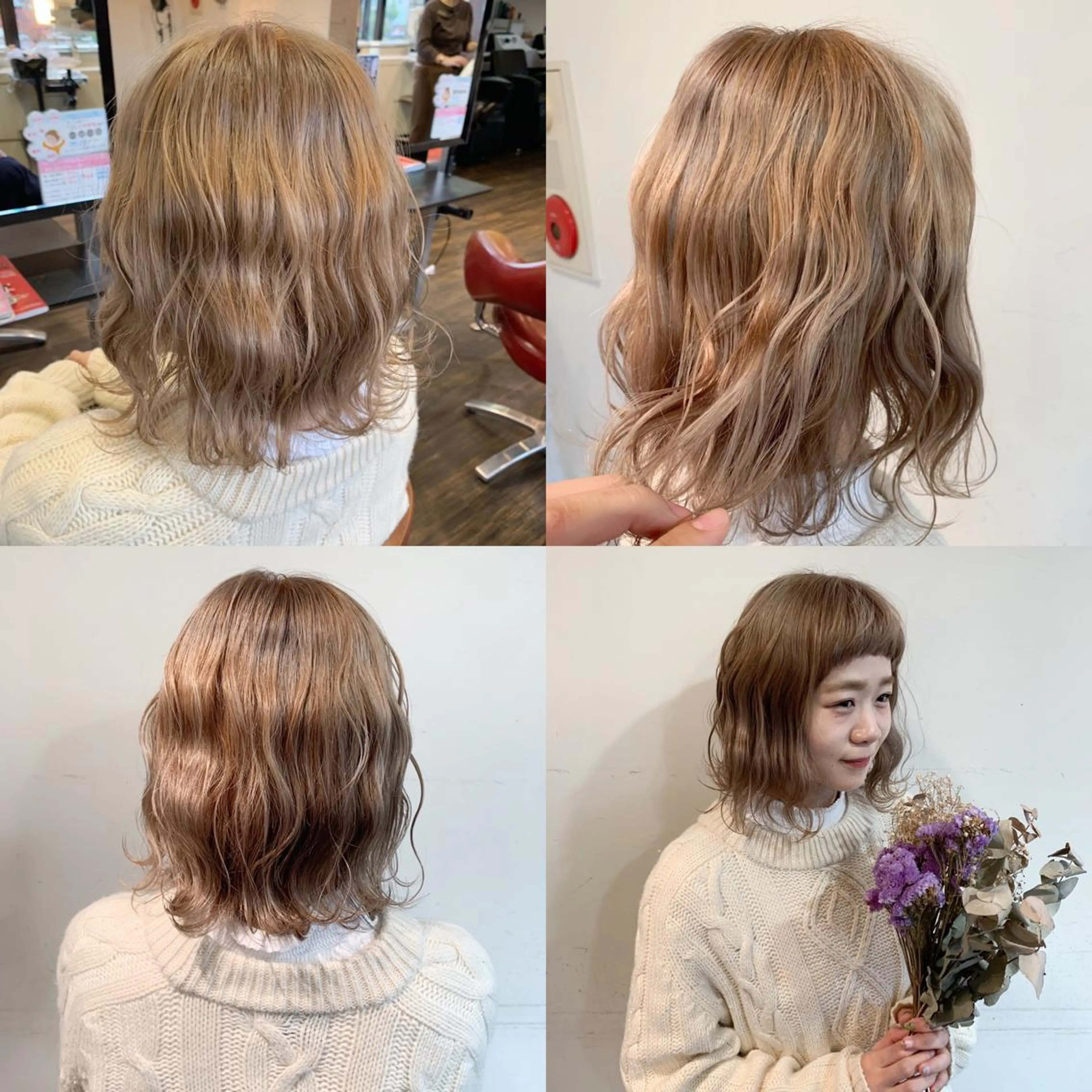 セミロング カラー ヘアアレンジ ベージュカラー イエローカラー ヘアカラー 🌿‬ ܸAir 透明感🌱西村知佳のヘアスタイル