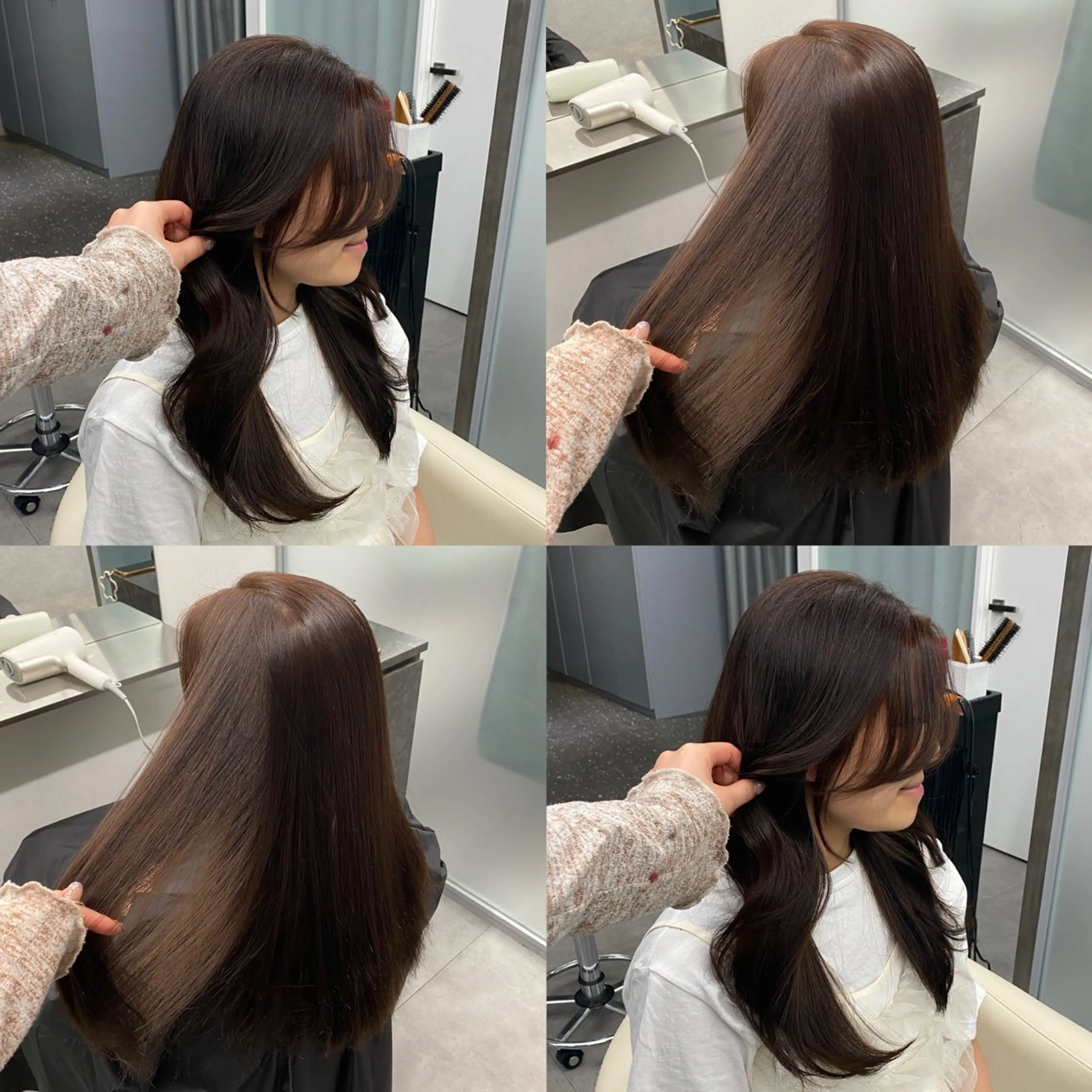 セミロング カラー 韓国風ヘア 小顔カット カット ヘアカラー トリートメント 江坂トレンド韓国風 髪質改善shinoのヘアスタイル