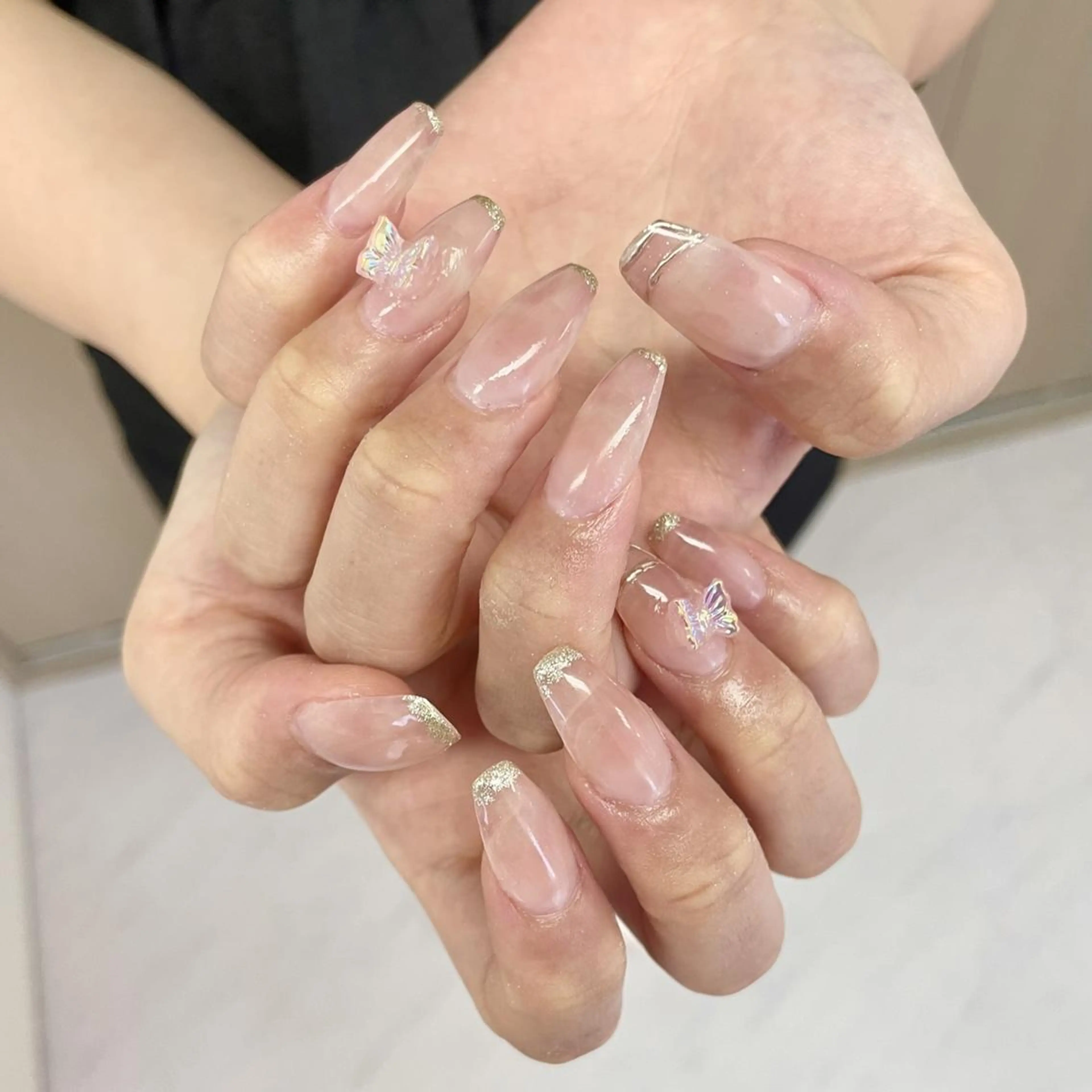ネイル オーロラネイル チークネイル フットネイル フレンチネイル ガラスフレンチ ハンドネイル 大阪福島　SeneL Sayaka🤍🐩のマツエク・マツパデザイン