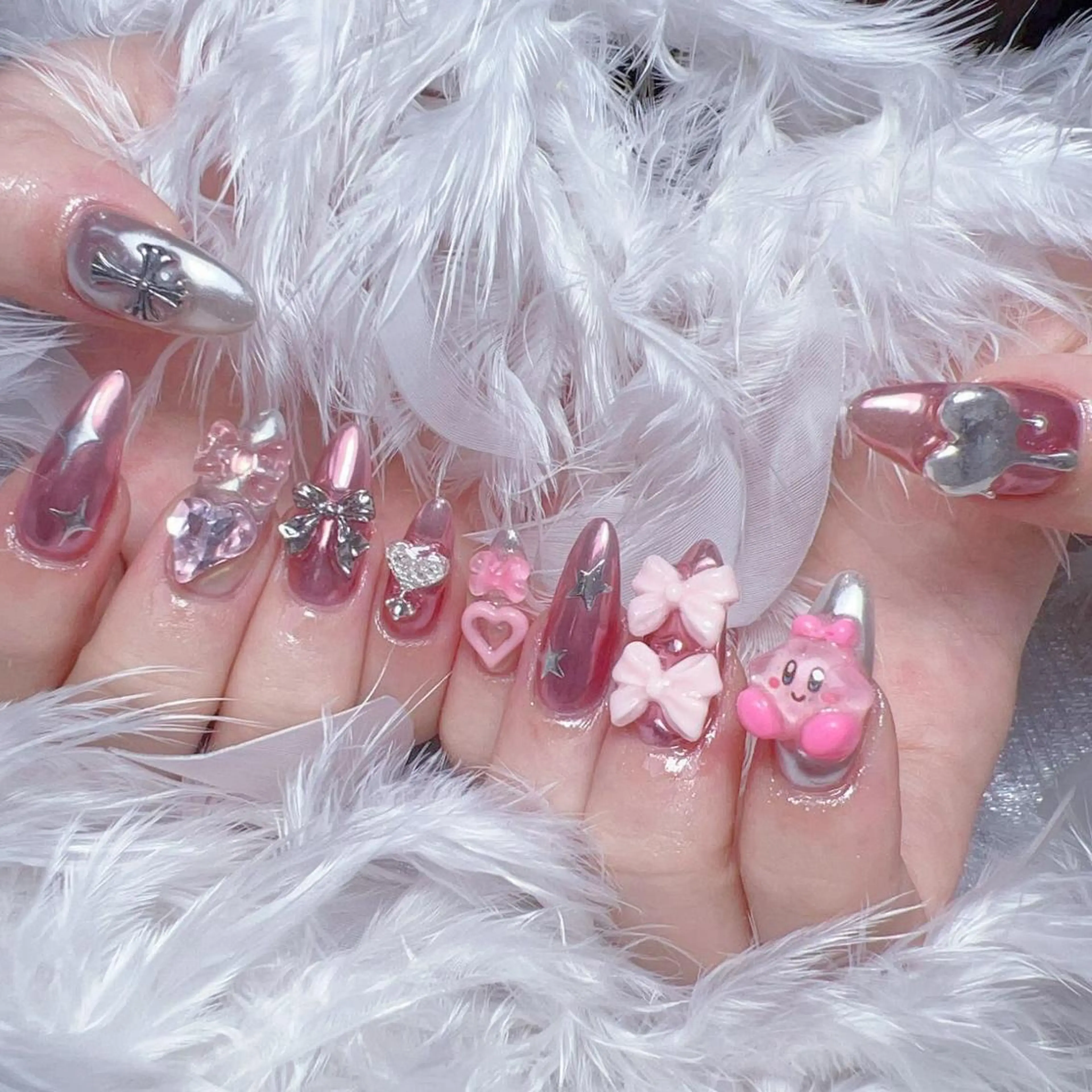 ネイル アートネイル オーロラネイル ガーリー キラキラネイル 韓国ネイル Nail Monsterのネイルデザイン