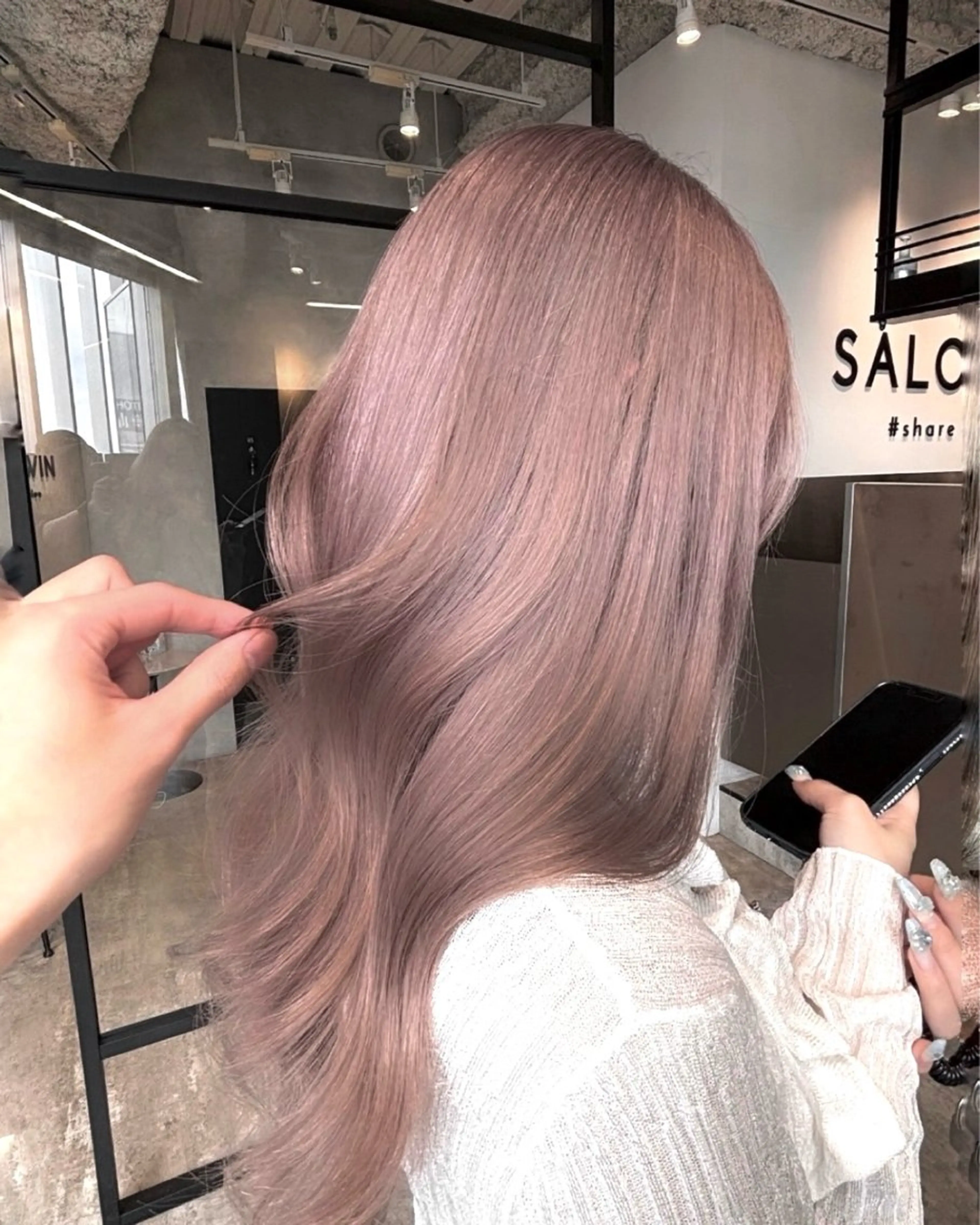 ロング カラー カット ヘアカラー ヘアセット 柔らかbeige モトキのヘアスタイル