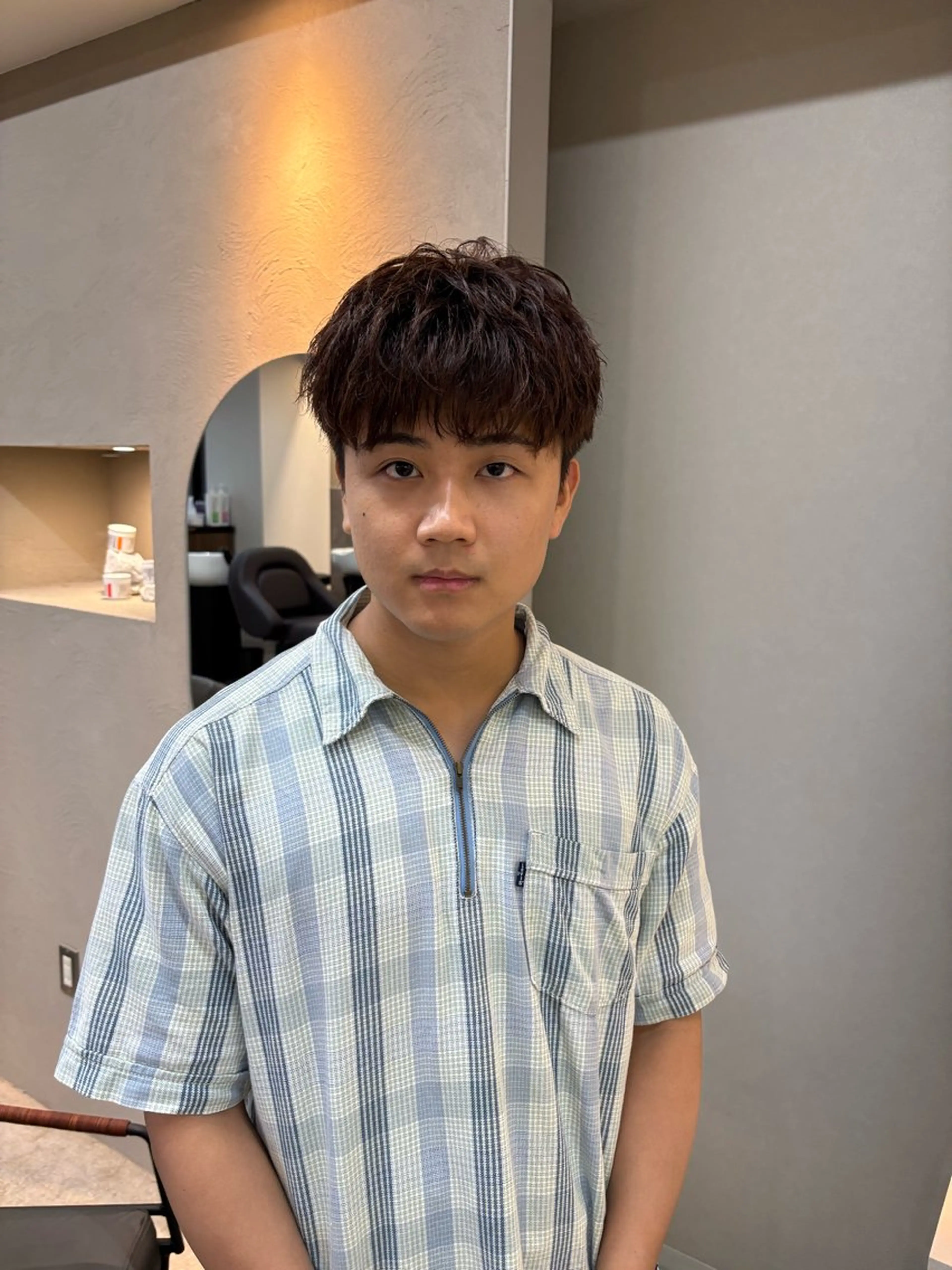 ショート パーマ メンズ カット パーマ 渡 汐音のヘアスタイル