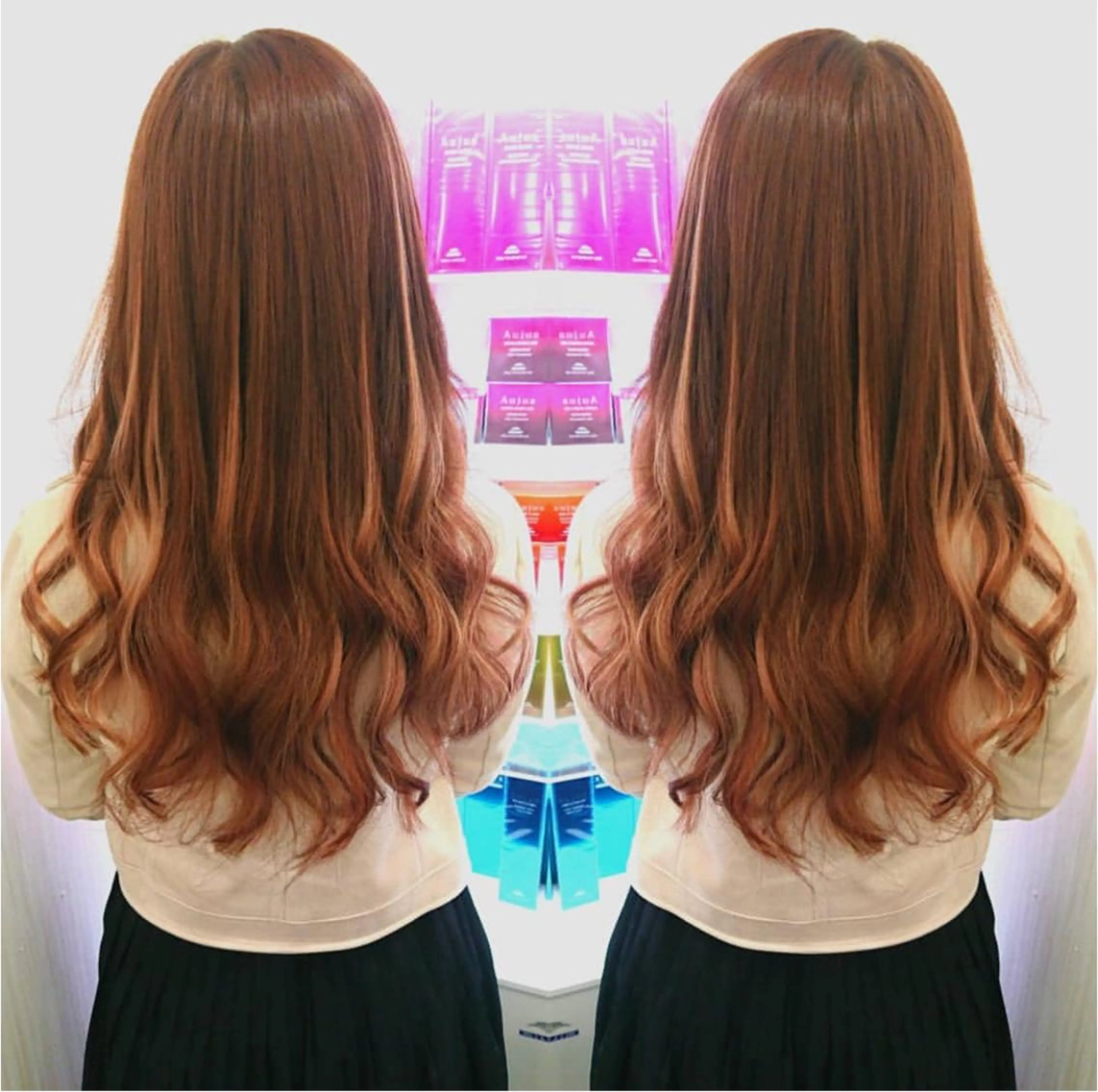 ロング れん/ハイトーン /エクステ/韓国風のヘアスタイル