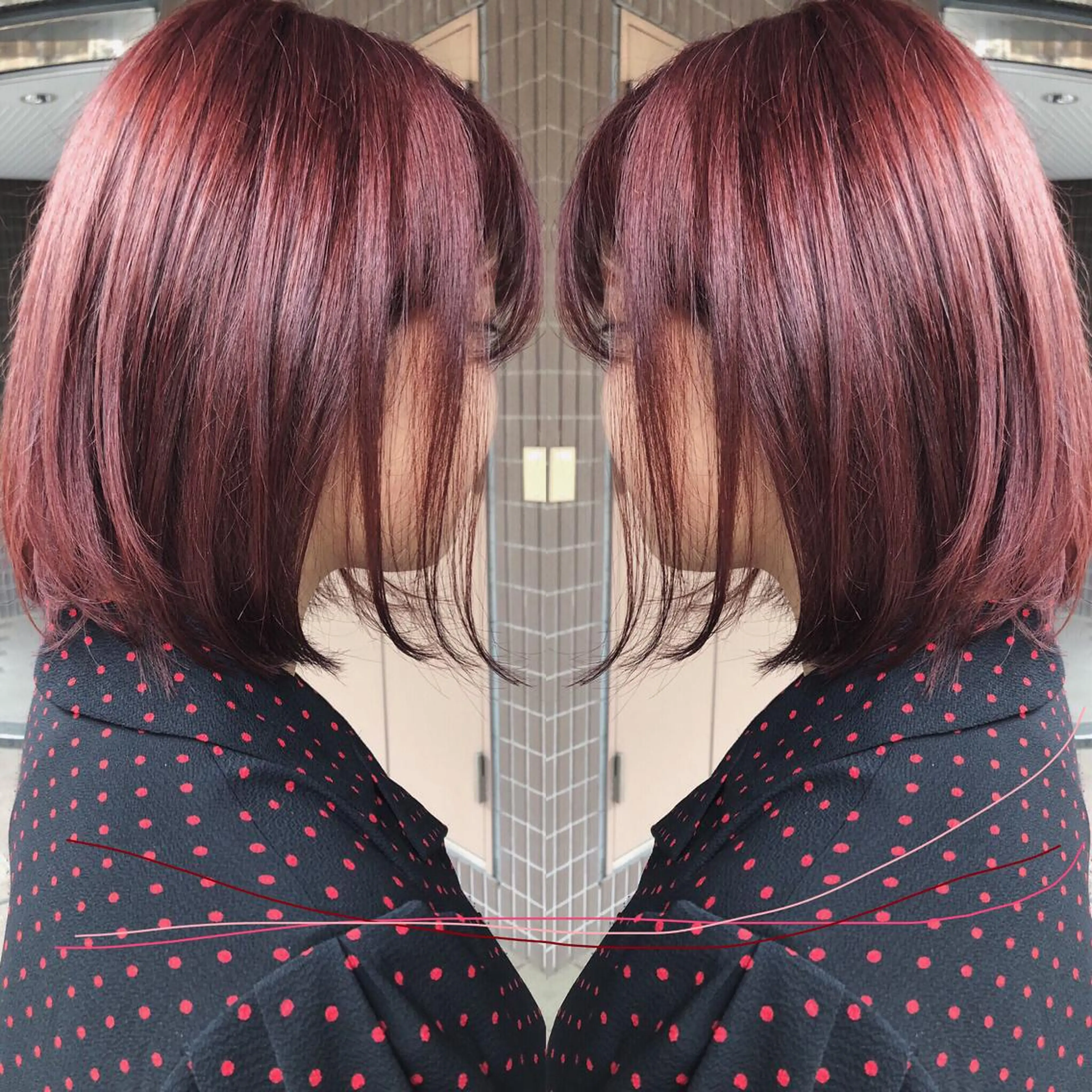 カラー ボルドーカラー 後藤 陽花子のヘアスタイル