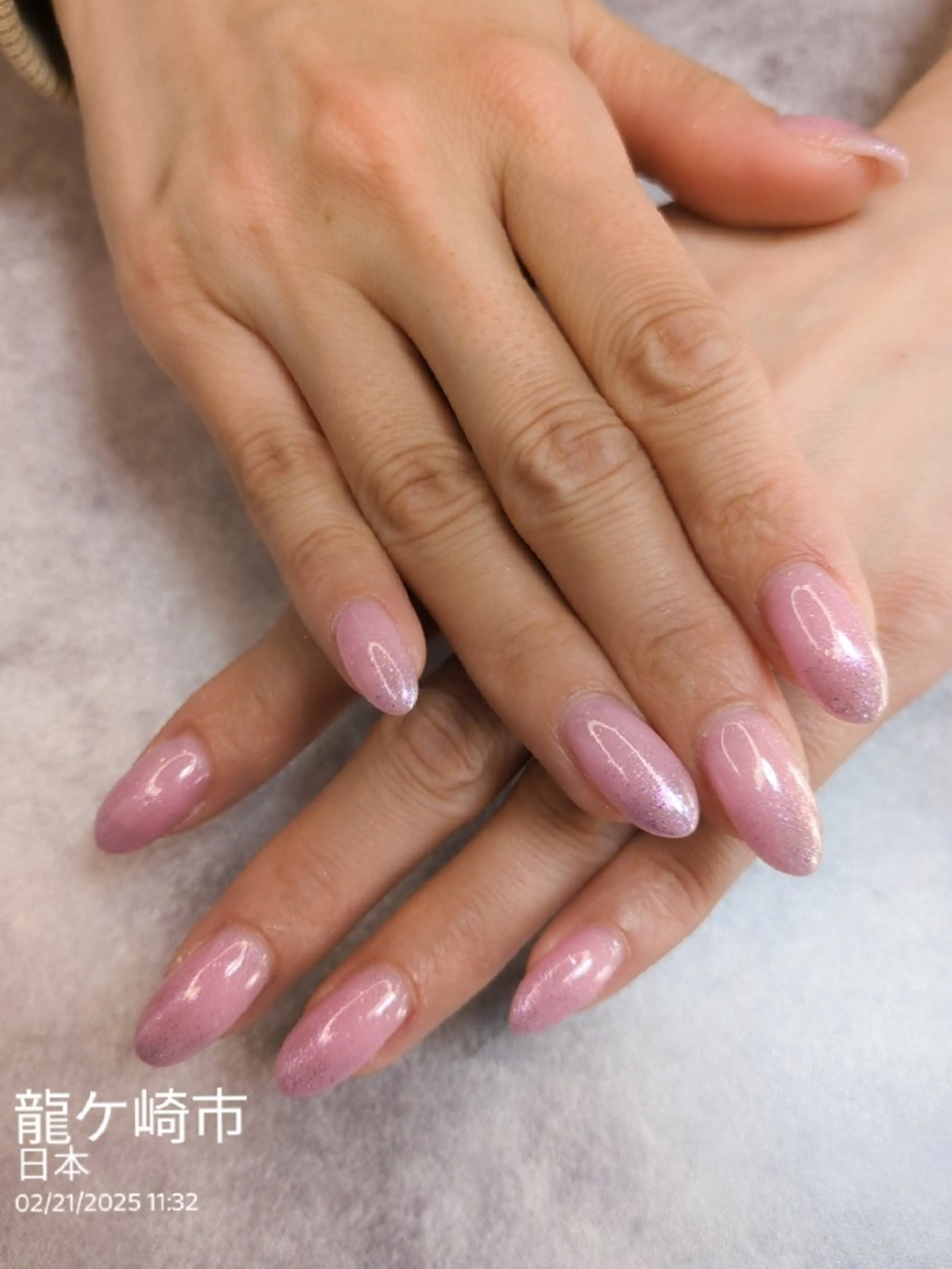 ネイル ラメ(グリッター) ラメグラデーション ピンク ハンドネイル  SOLEIL 小玉のネイルデザイン