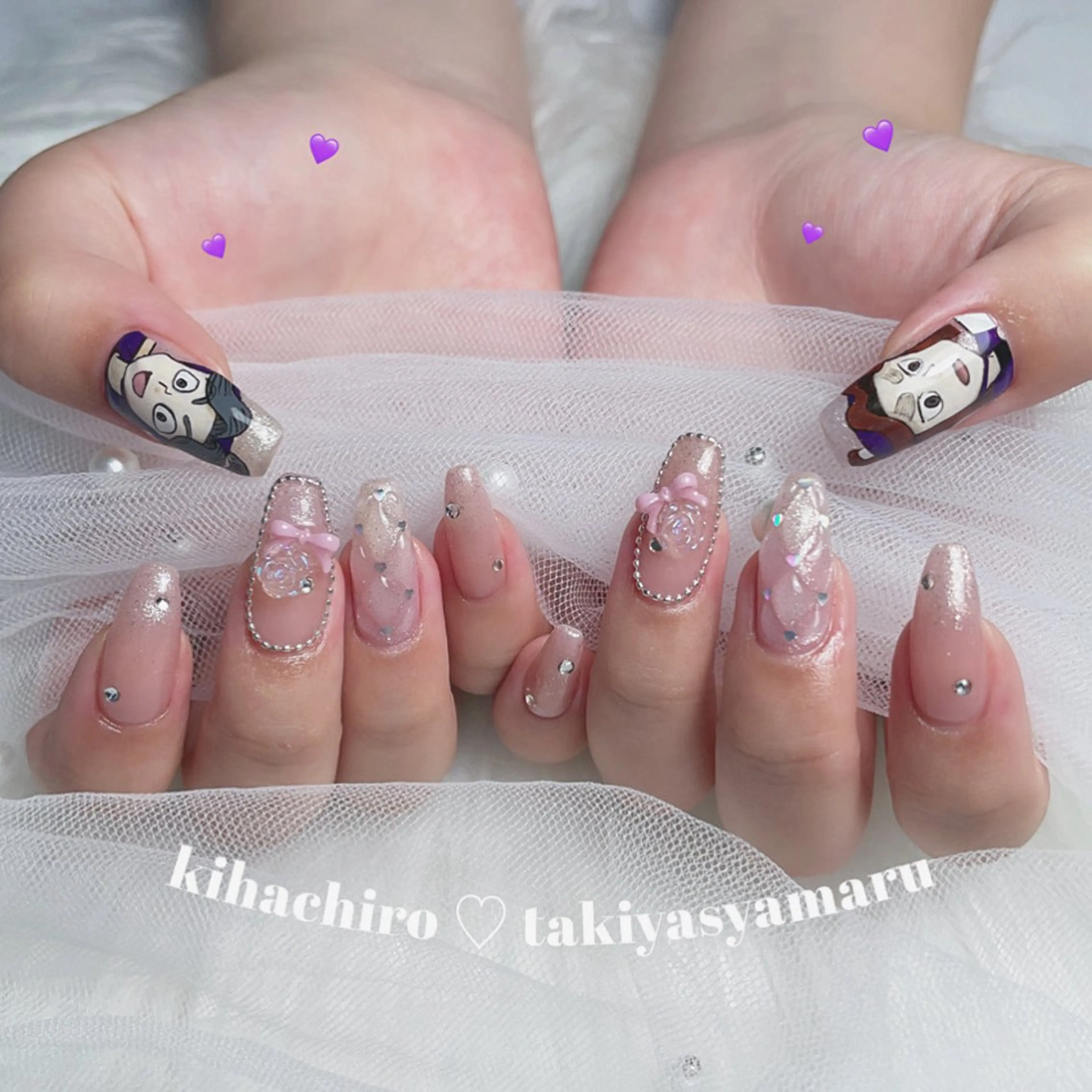 ネイル あゆ🎀/ワンホンネ イル/痛ネイルのネイルデザイン