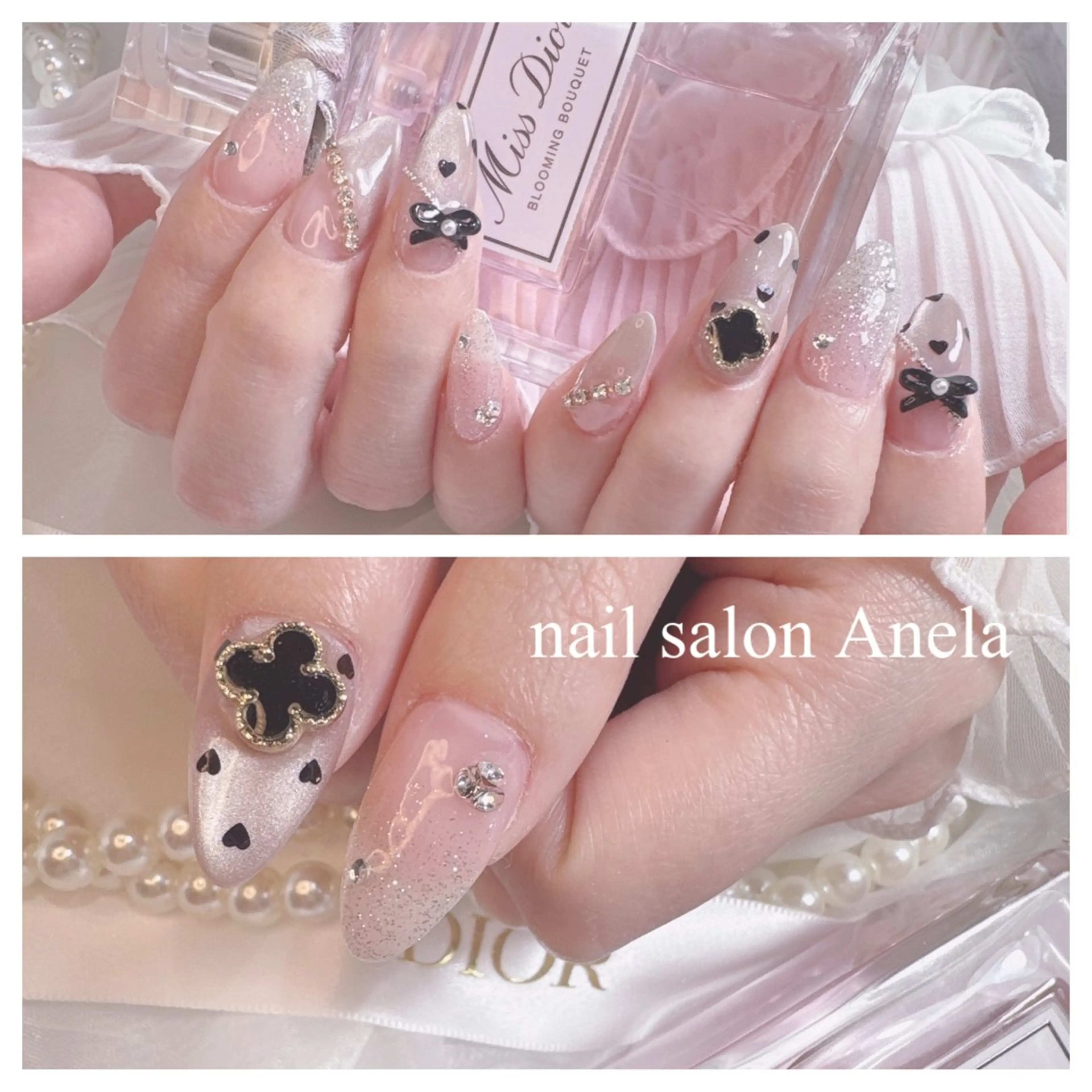 ネイル アートネイル フレンチネイル ジェルネイル ガーリー ハート ハンドネイル Anela🪞アネラ 久屋大通🫧EMIのネイルデザイン