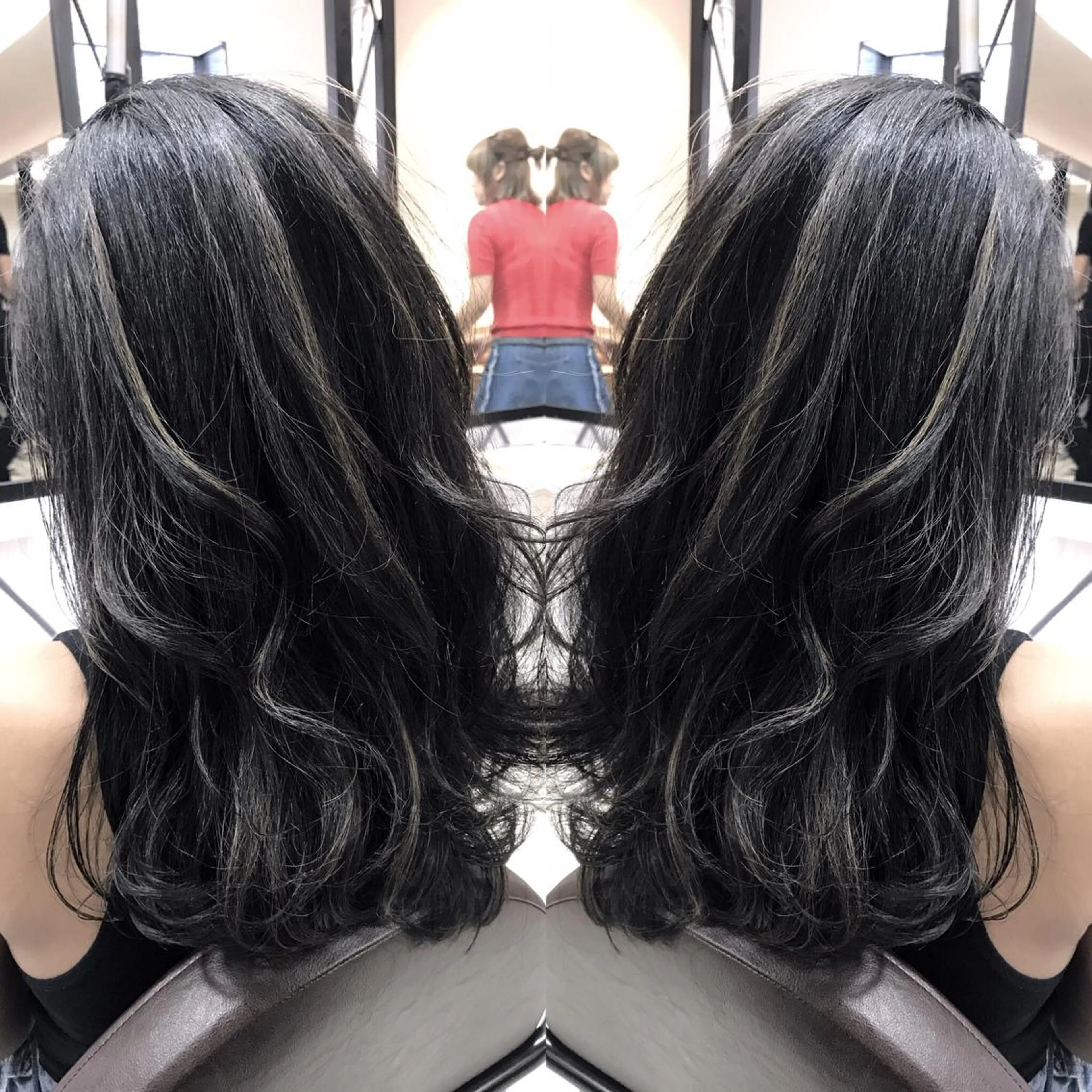 ミディアム カラー シールエクステ⭐️ オオミタクヤのヘアスタイル