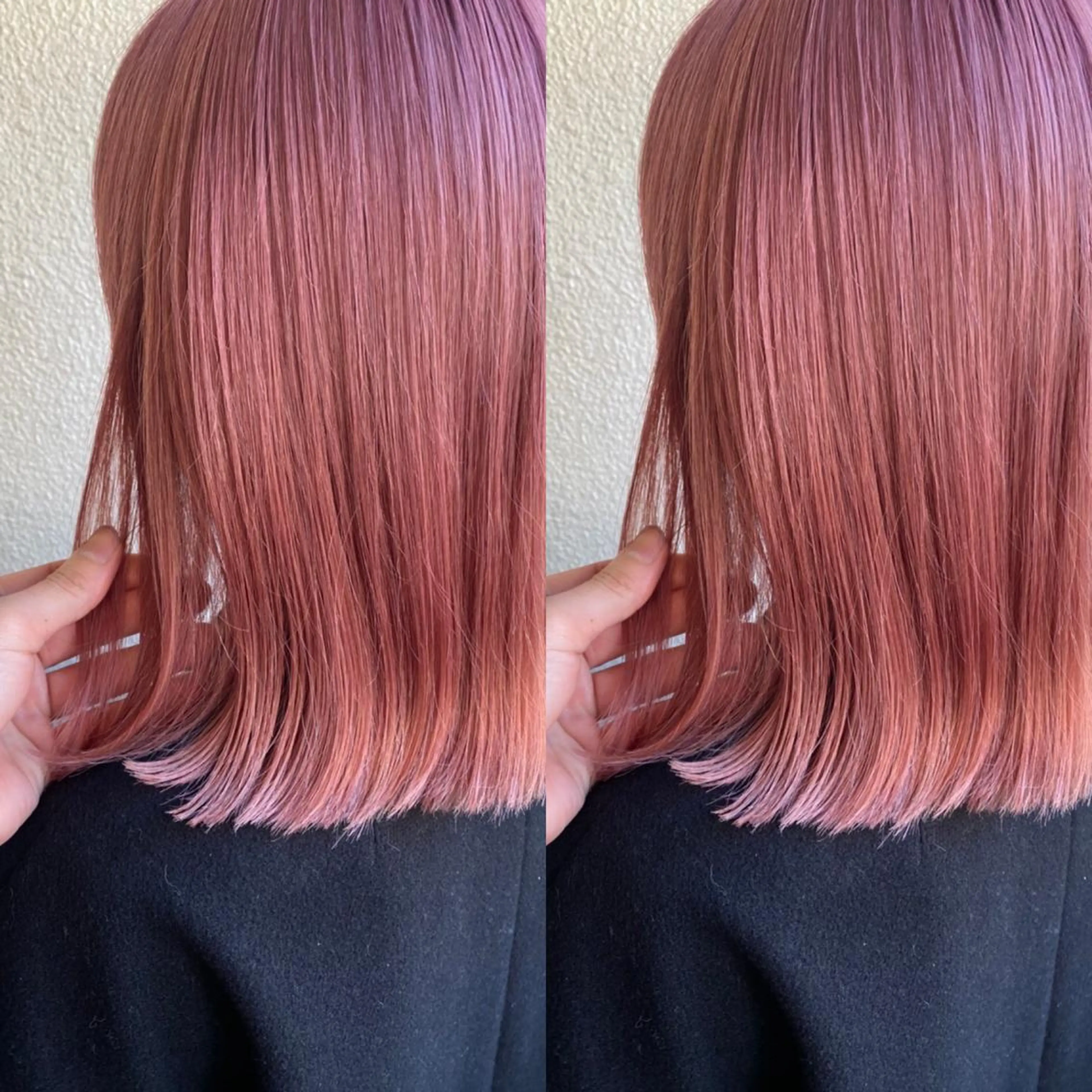 ショート カラー パーマ ヘアアレンジ 透明感カラー オレンジ ピンクカラー YEAU　PLUS所属・極上の艶髪 RINAのヘアスタイル