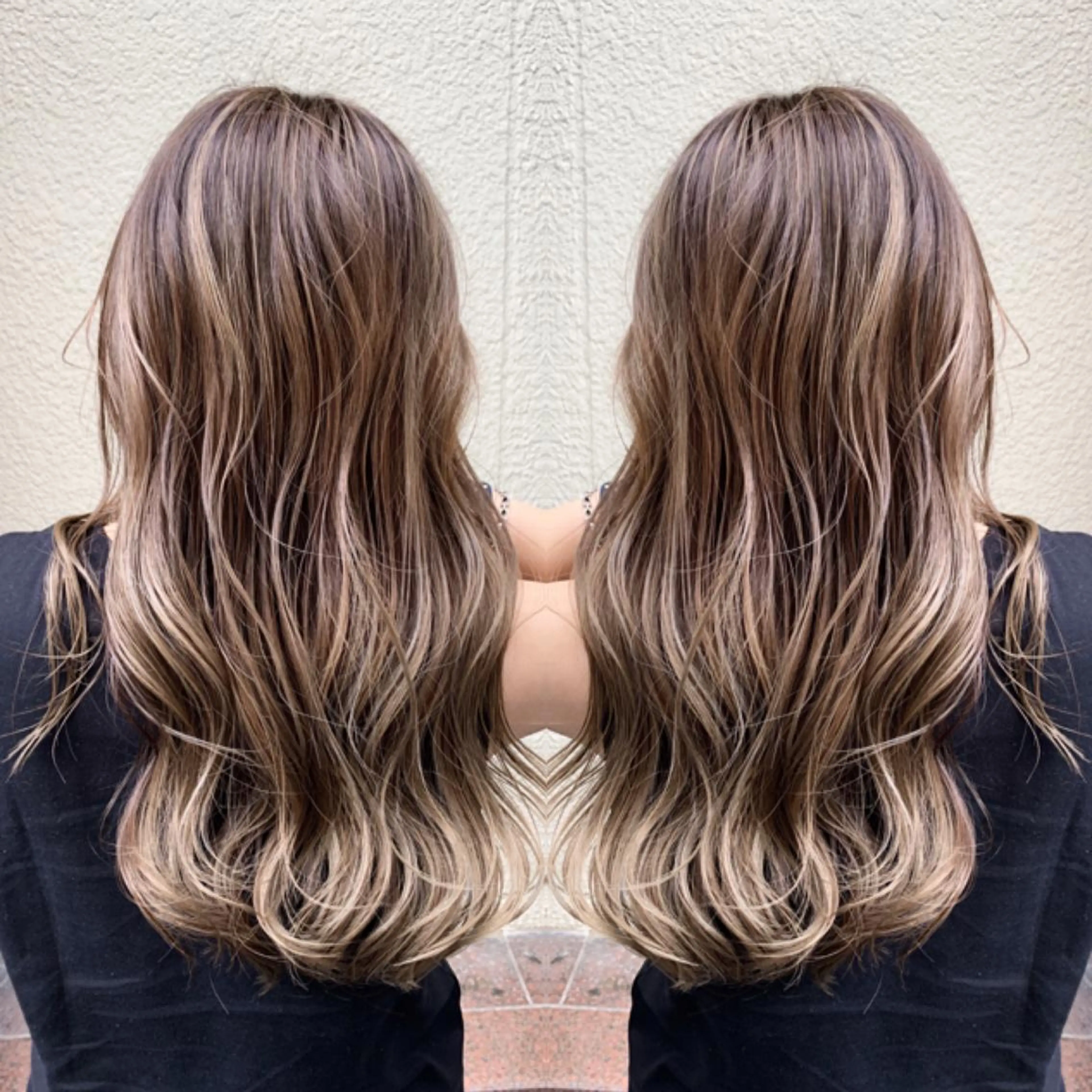 セミロング ハイライト レイヤー×縮毛矯正 深見 拓のヘアスタイル