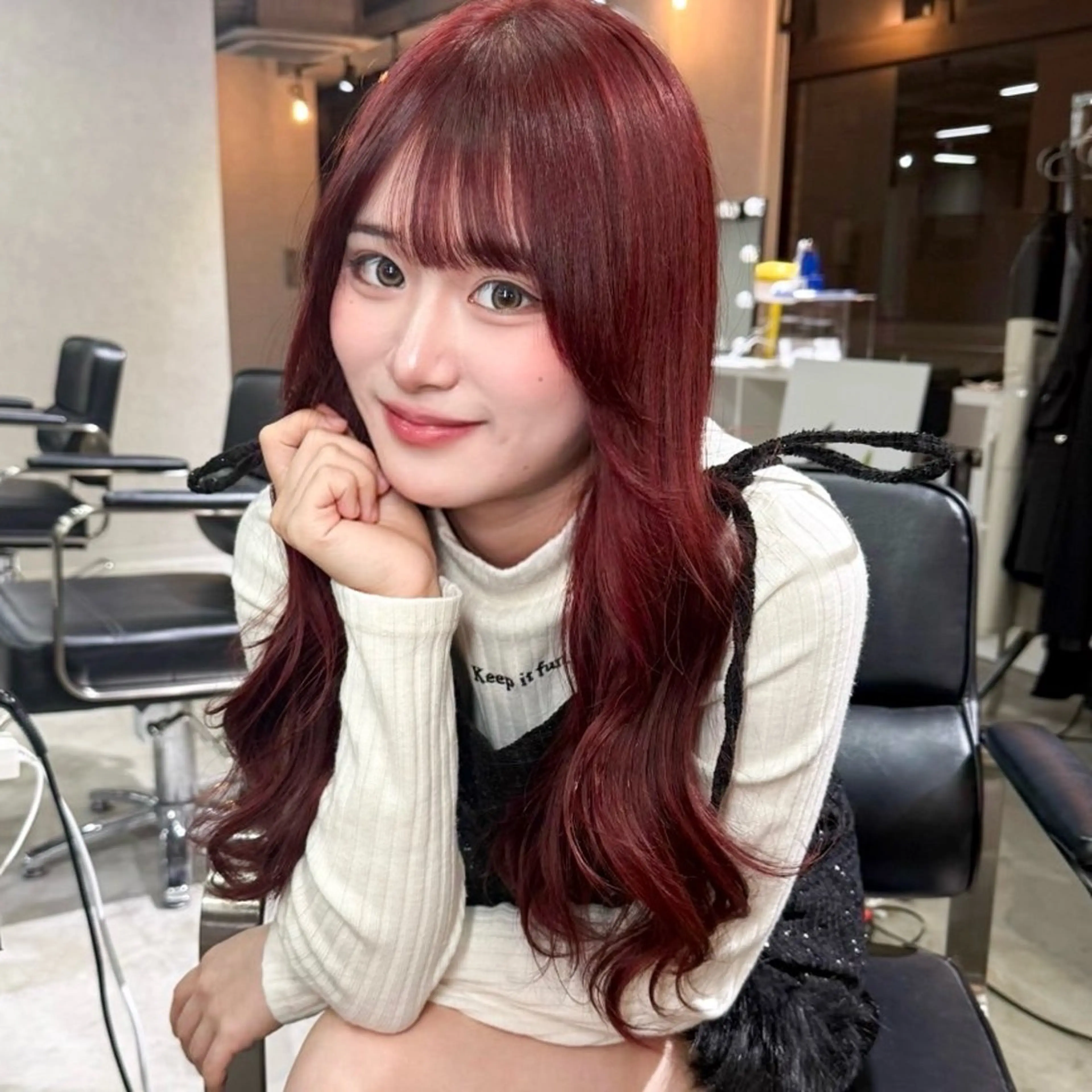 ロング カラー レッドカラー レイヤーカット カット ヘアカラー 暖色/ミルクティー /レイヤー/マリア♡のヘアスタイル