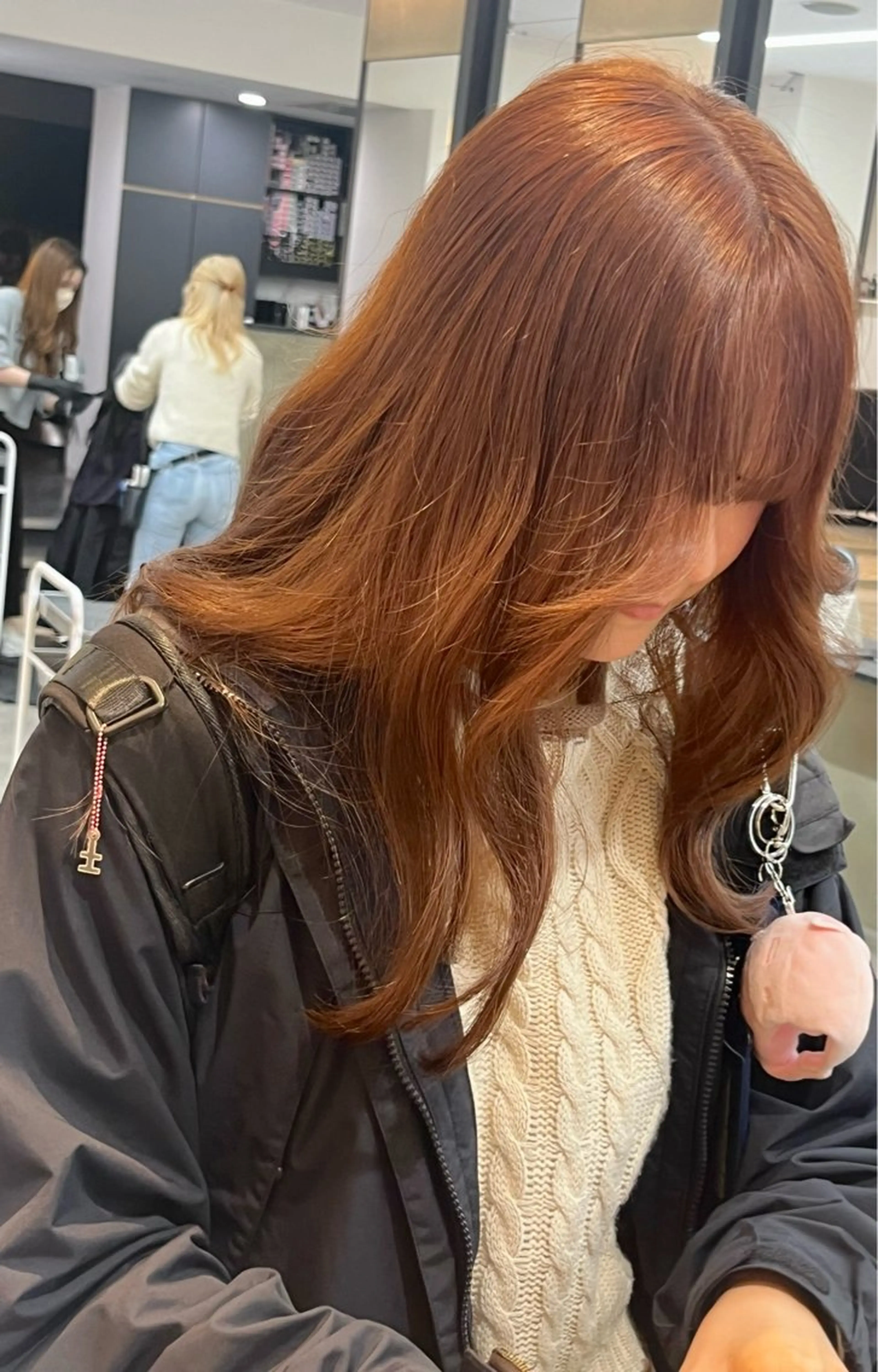 セミロング カラー オレンジ kanato🇰🇷 【札幌韓国ヘア】のヘアスタイル