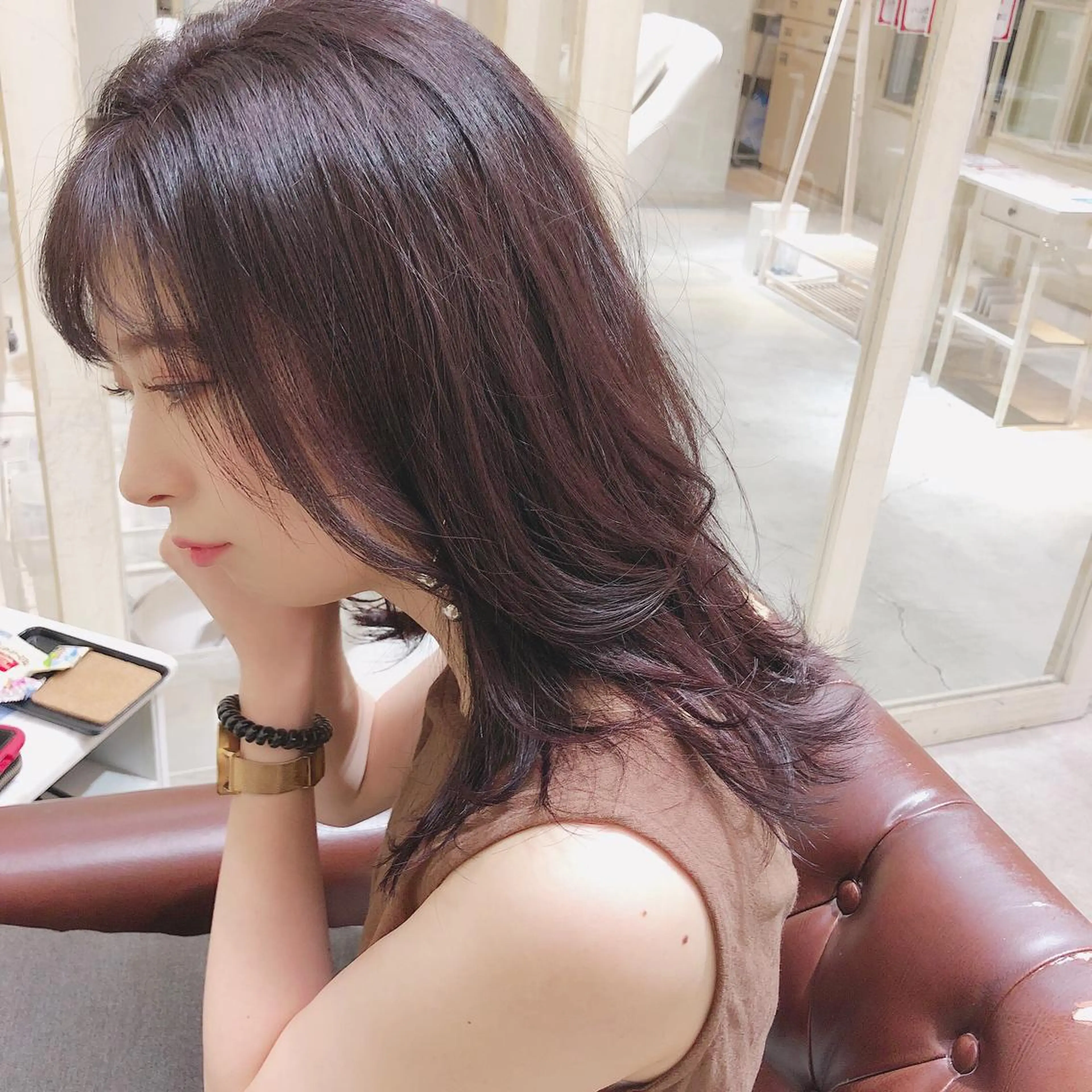 セミロング カラー カット ぱつっとボブ 古家 佑真のヘアスタイル