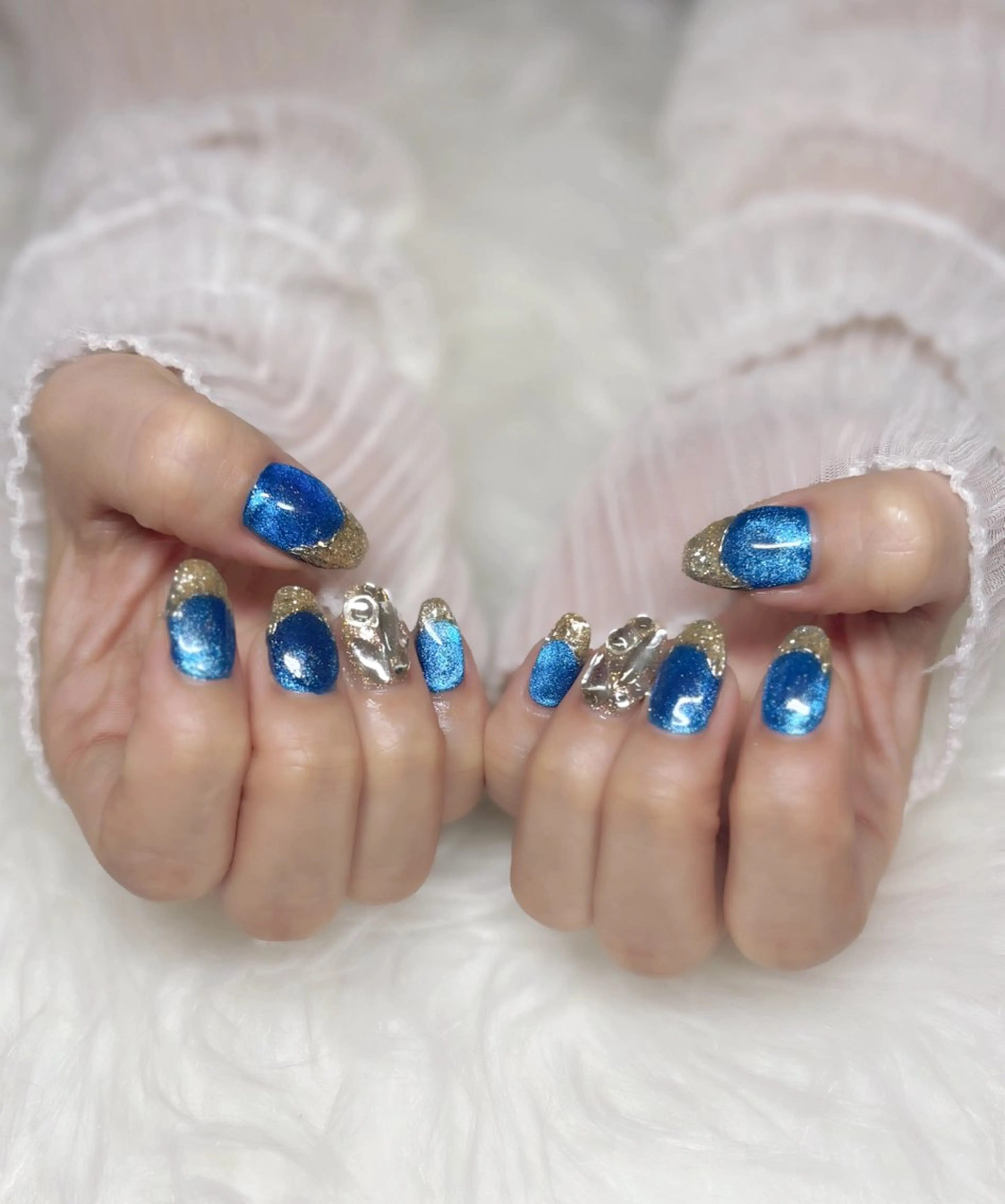 ネイル ブルー ハンドネイル Nail Salon macherieのネイルデザイン