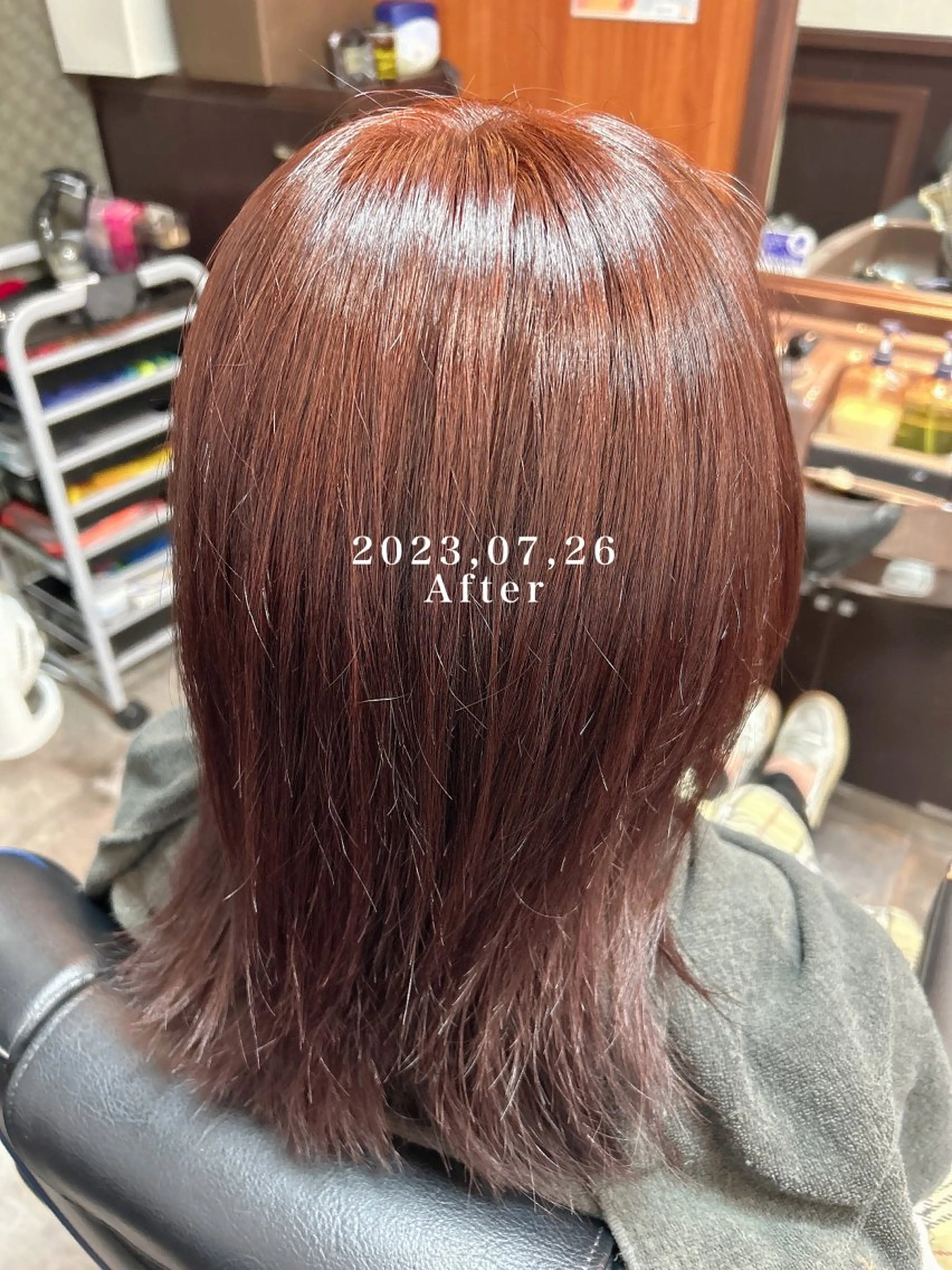 カラー ブリーチ ブリーチなしカラー レッドカラー Smile hair 大森店所属・深野 茜のヘアスタイル