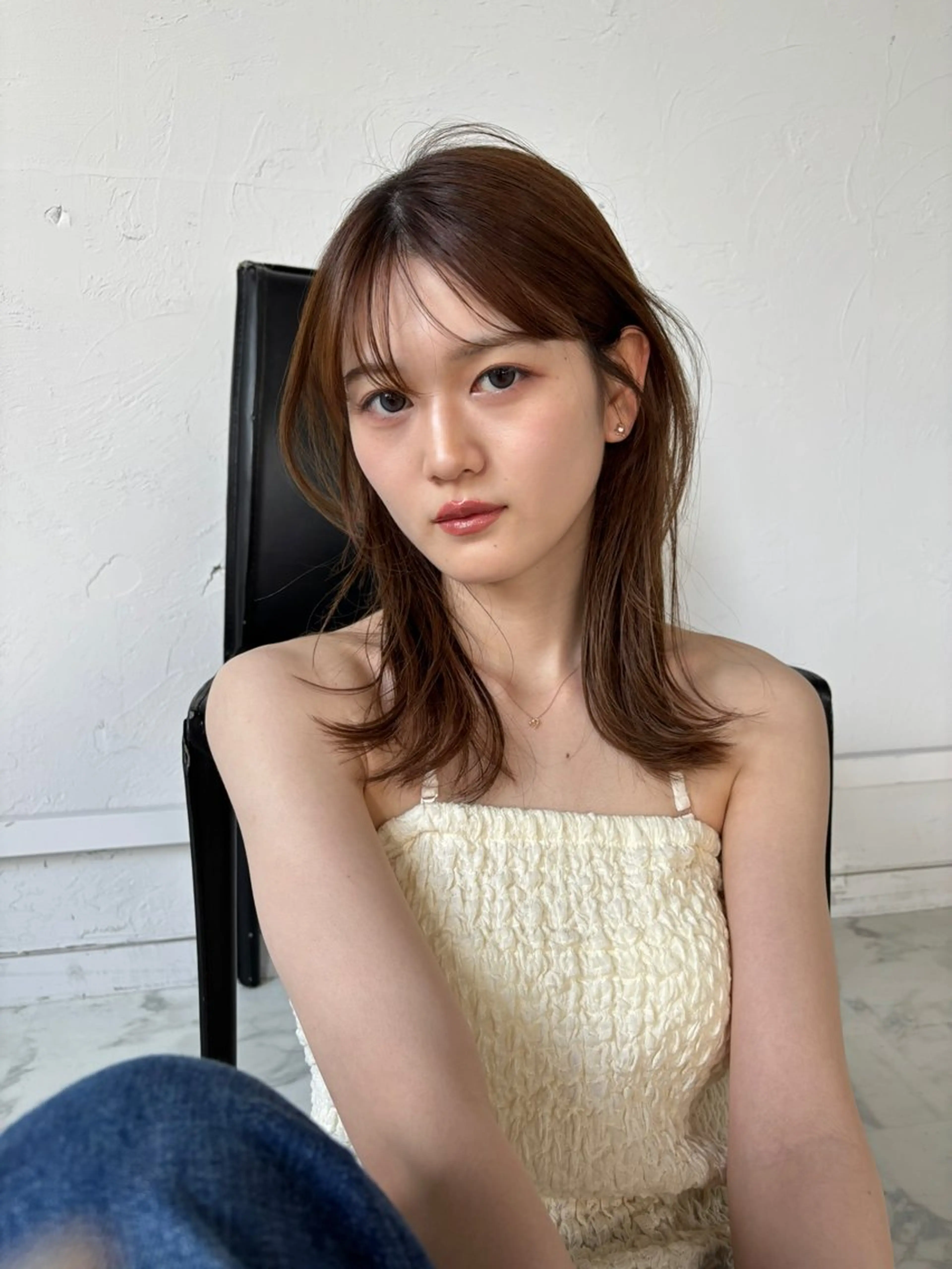 セミロング カラー ヘアカラー 髪質改善/暗髪カラー ヘアアレンジ/ｽﾐﾚのヘアスタイル