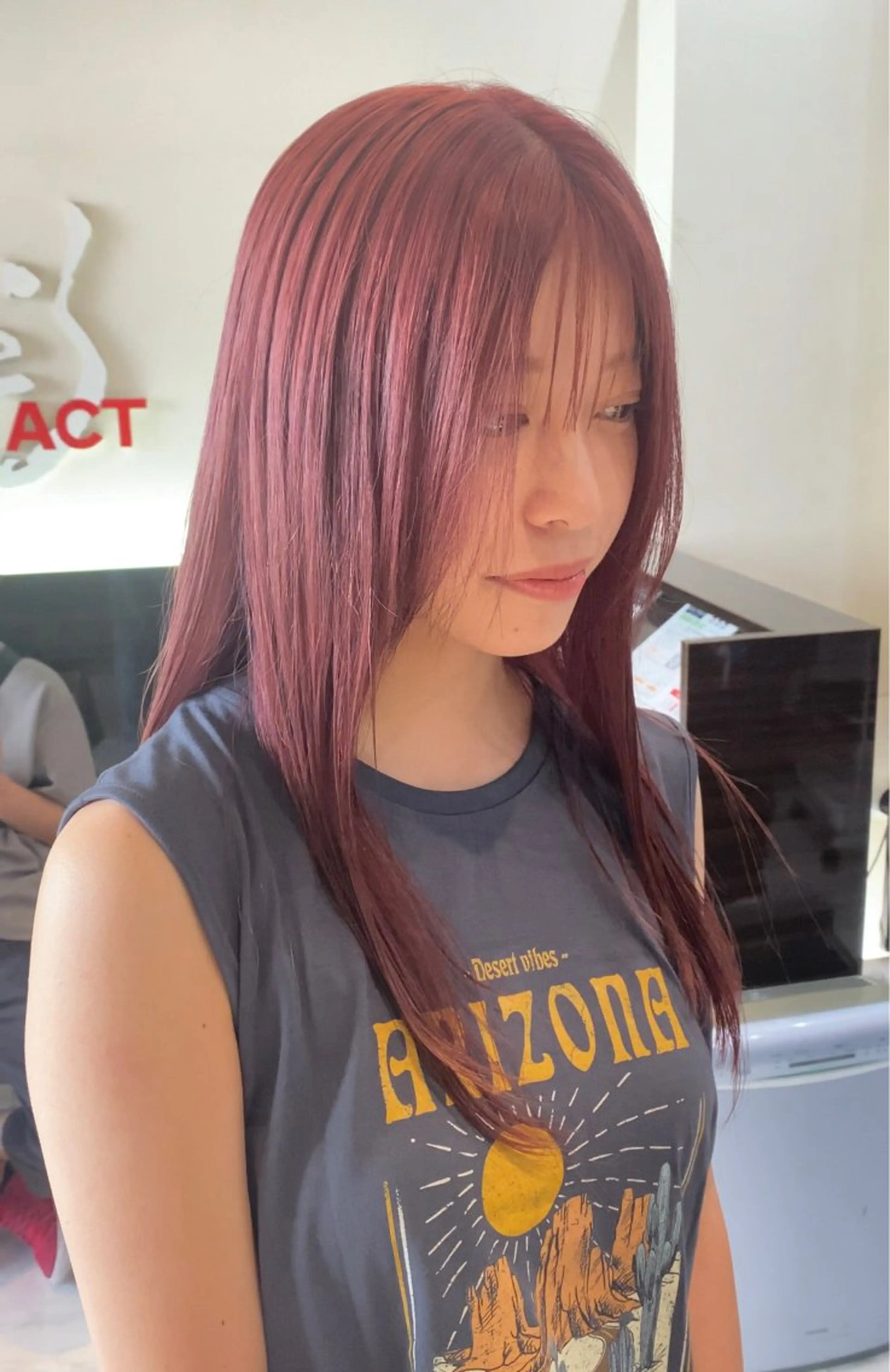 ロング カラー ピンクカラー Agu hair TENOE大宮氷川参道店所属・透明感艶感カラー ボブスタイル増田のヘアスタイル