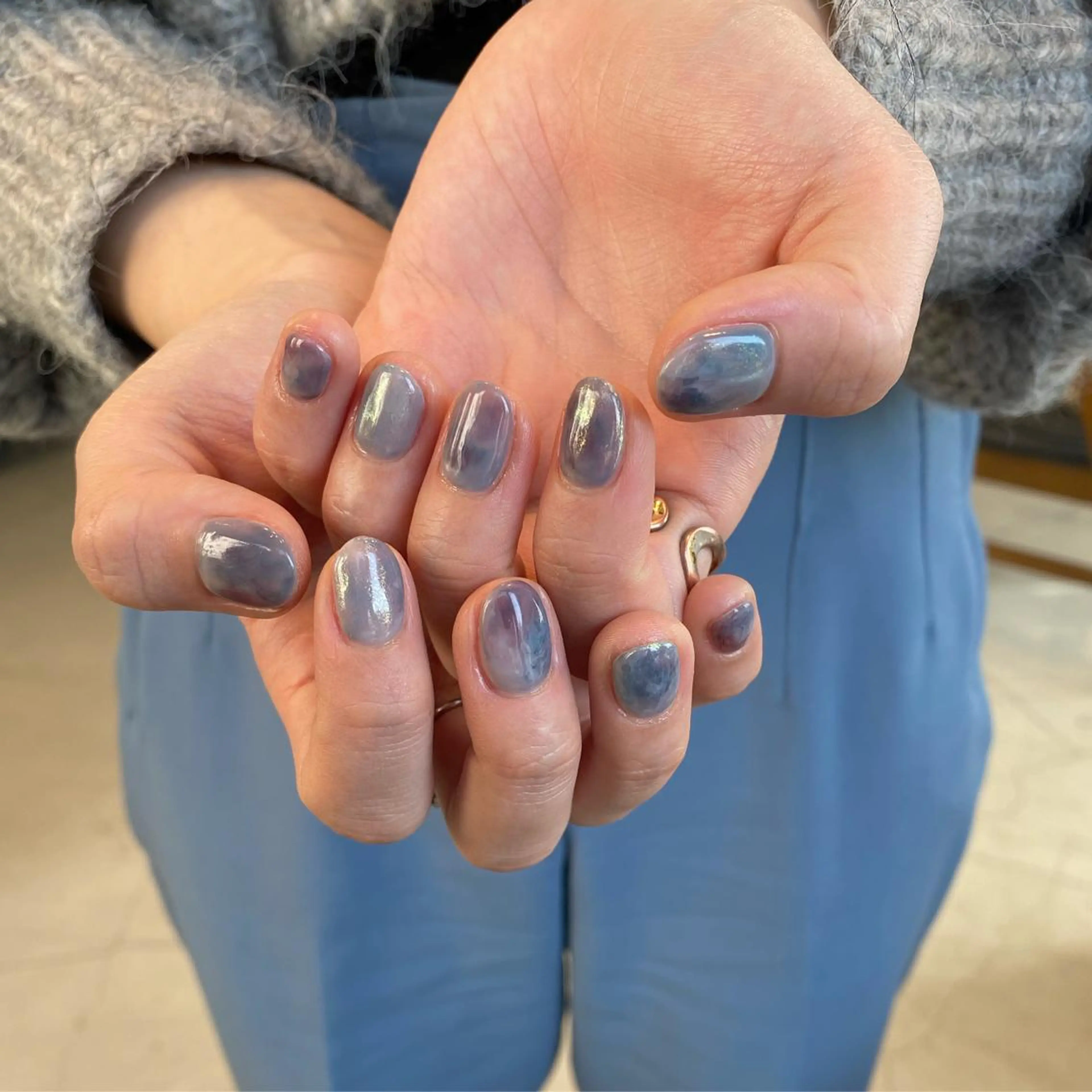 ネイル ブルー ハンドネイル nable.所属・望月 実莉のネイルデザイン