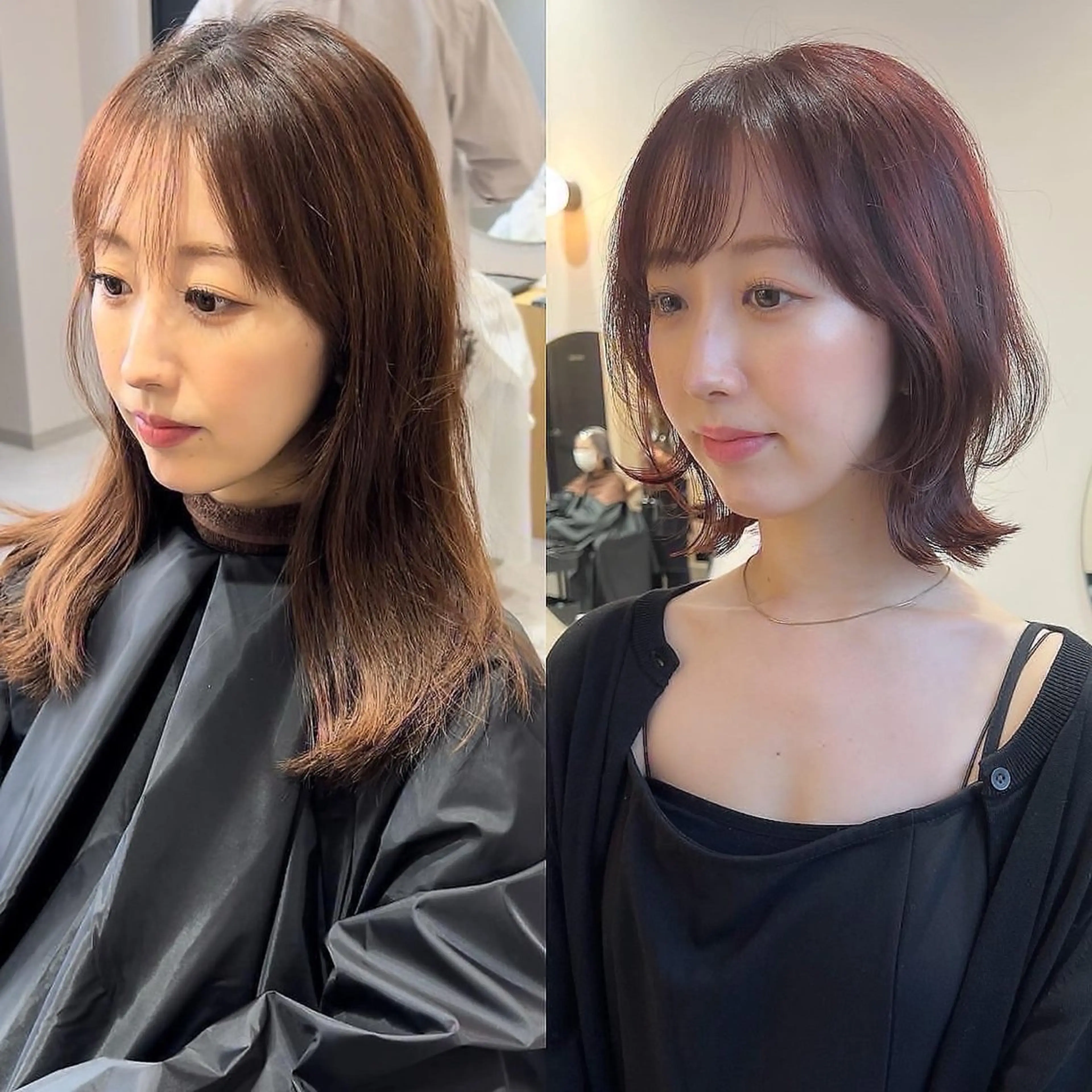 ミディアム ボブ くびれヘア カット ヘアカラー トリートメント ⭐️ショート　美髪 小松⭐️のヘアスタイル