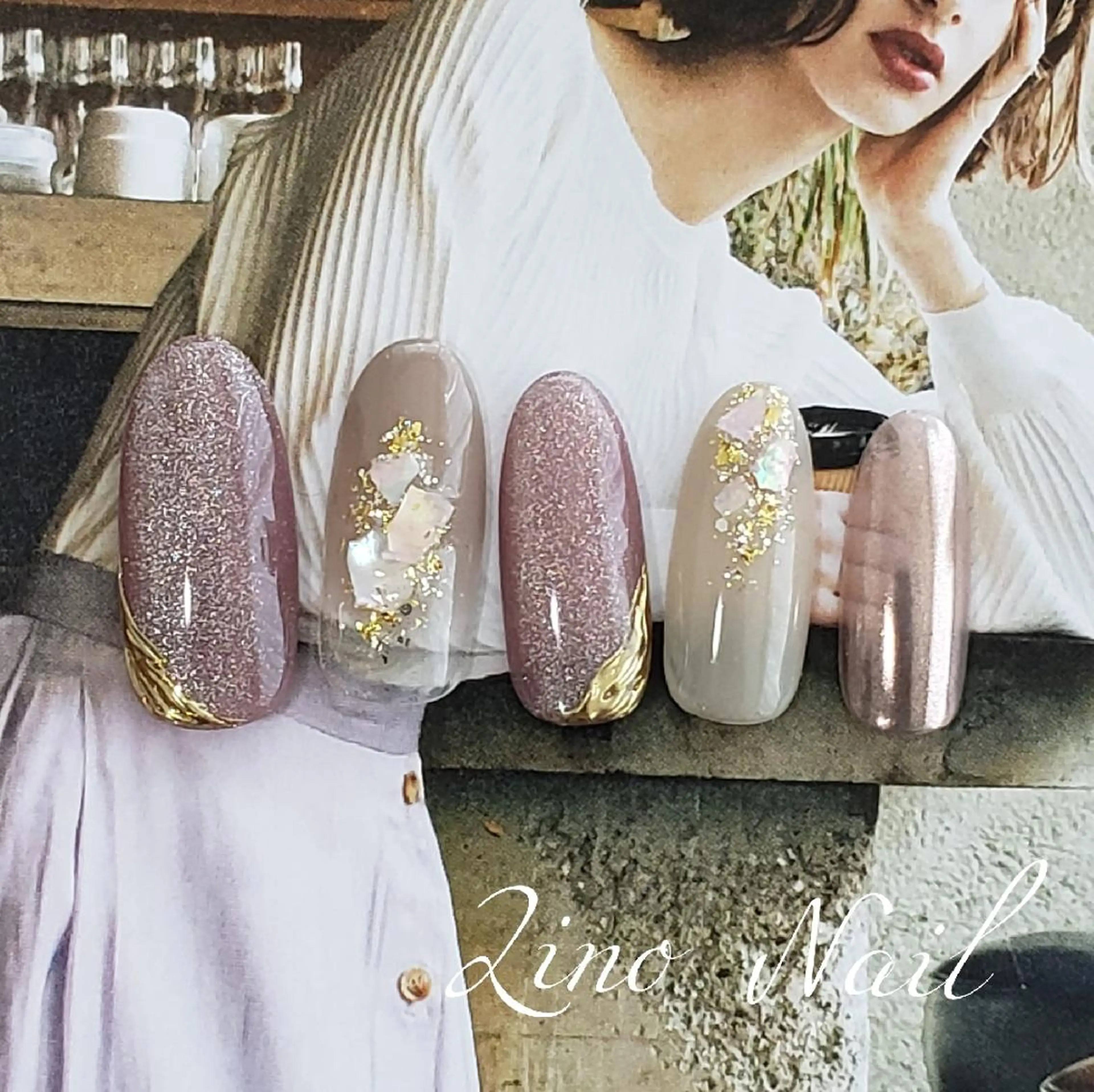 ネイル カジュアル ジェルネイル キラキラネイル マグネットネイル ミラーネイル ハンドネイル Lino Nailのネイルデザイン