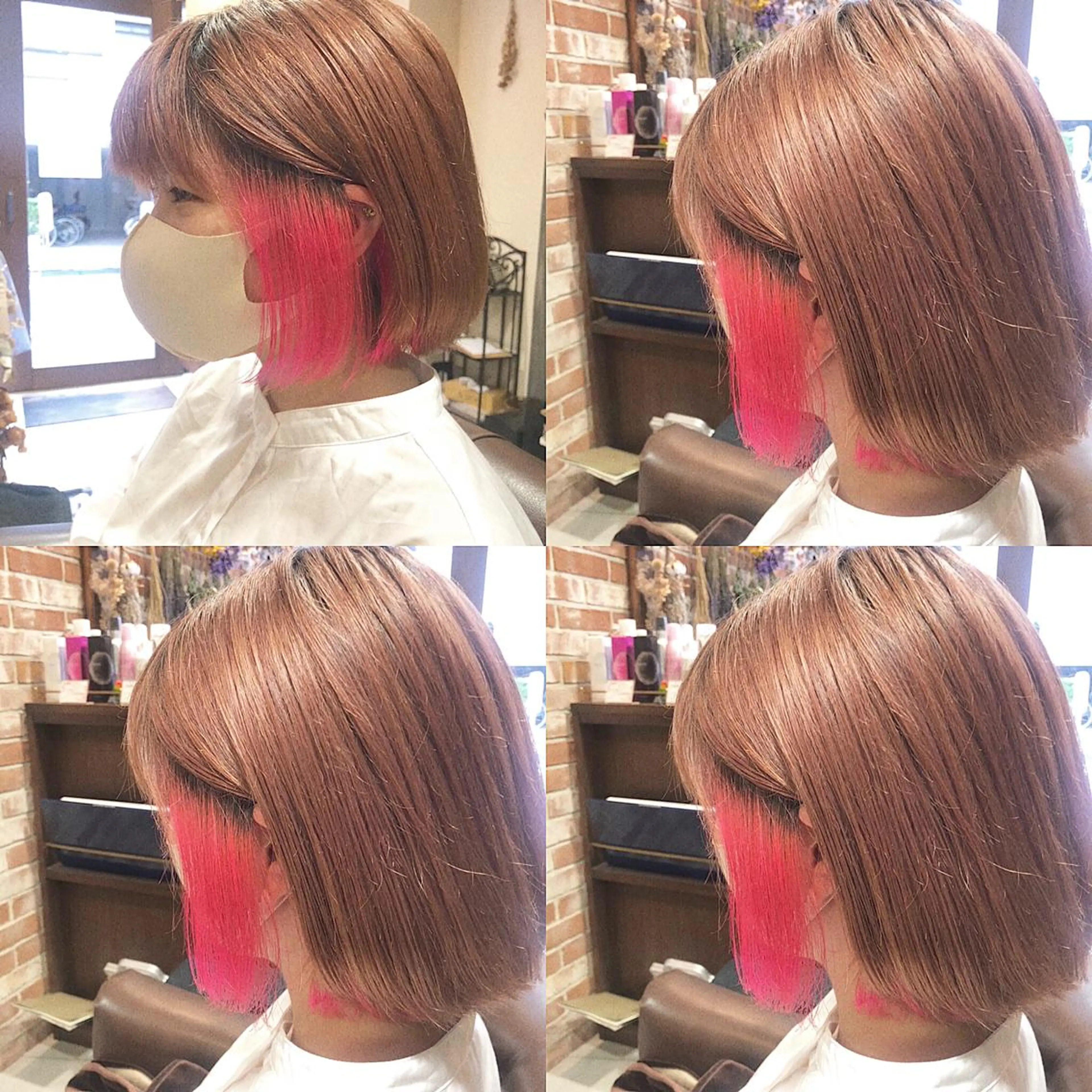 ミディアム カラー インナーカラー ピンクカラー ✨ミニモ限定価格◎ ブリーチ無しカラーのヘアスタイル