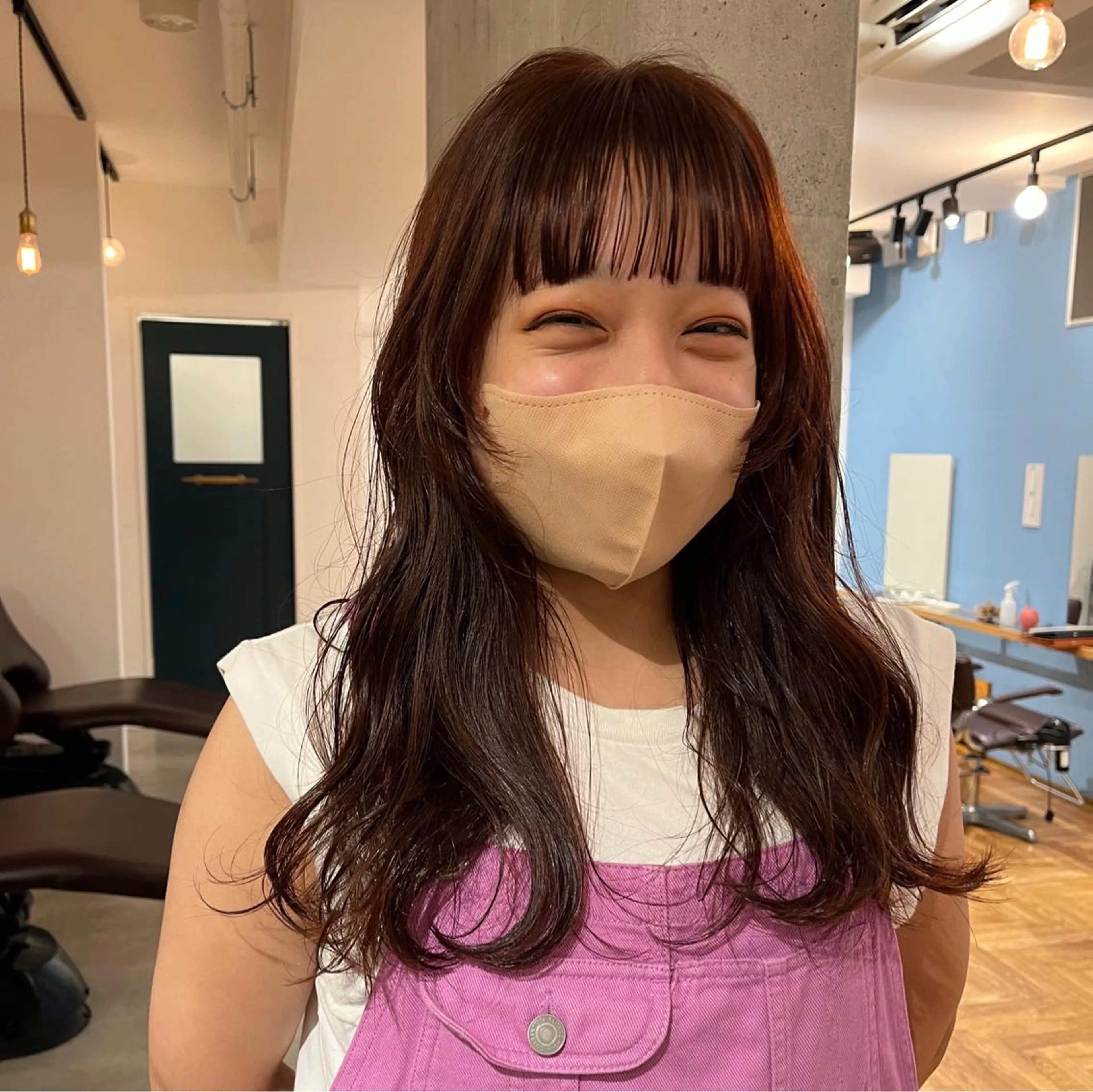 セミロング カラー ブラウンカラー オレンジ オレンジブラウン 暖色/パーマ 🌼クニトウメイのヘアスタイル