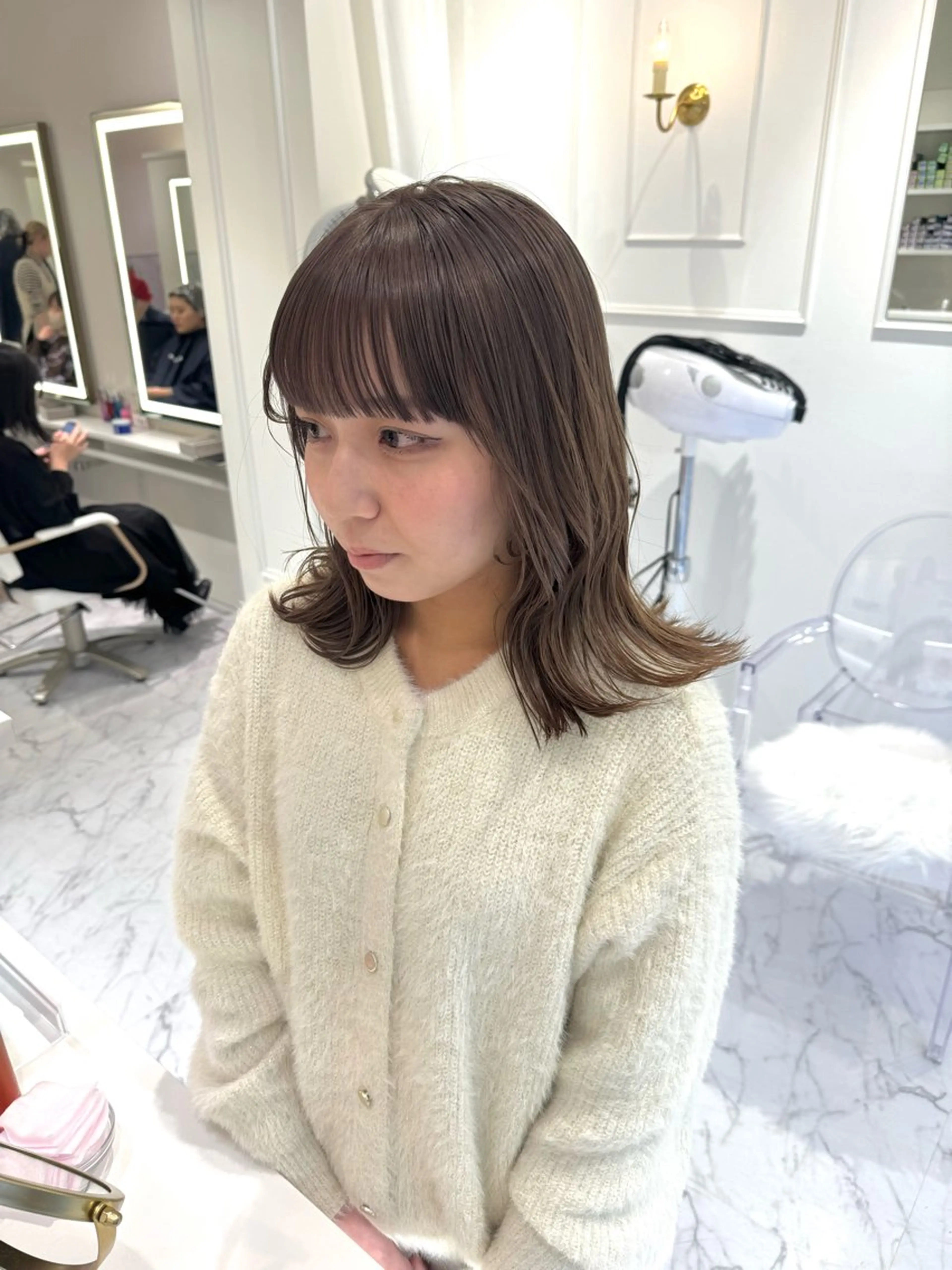 セミロング カラー ヘアカラー ParveMix🍀 藤原愛未のヘアスタイル