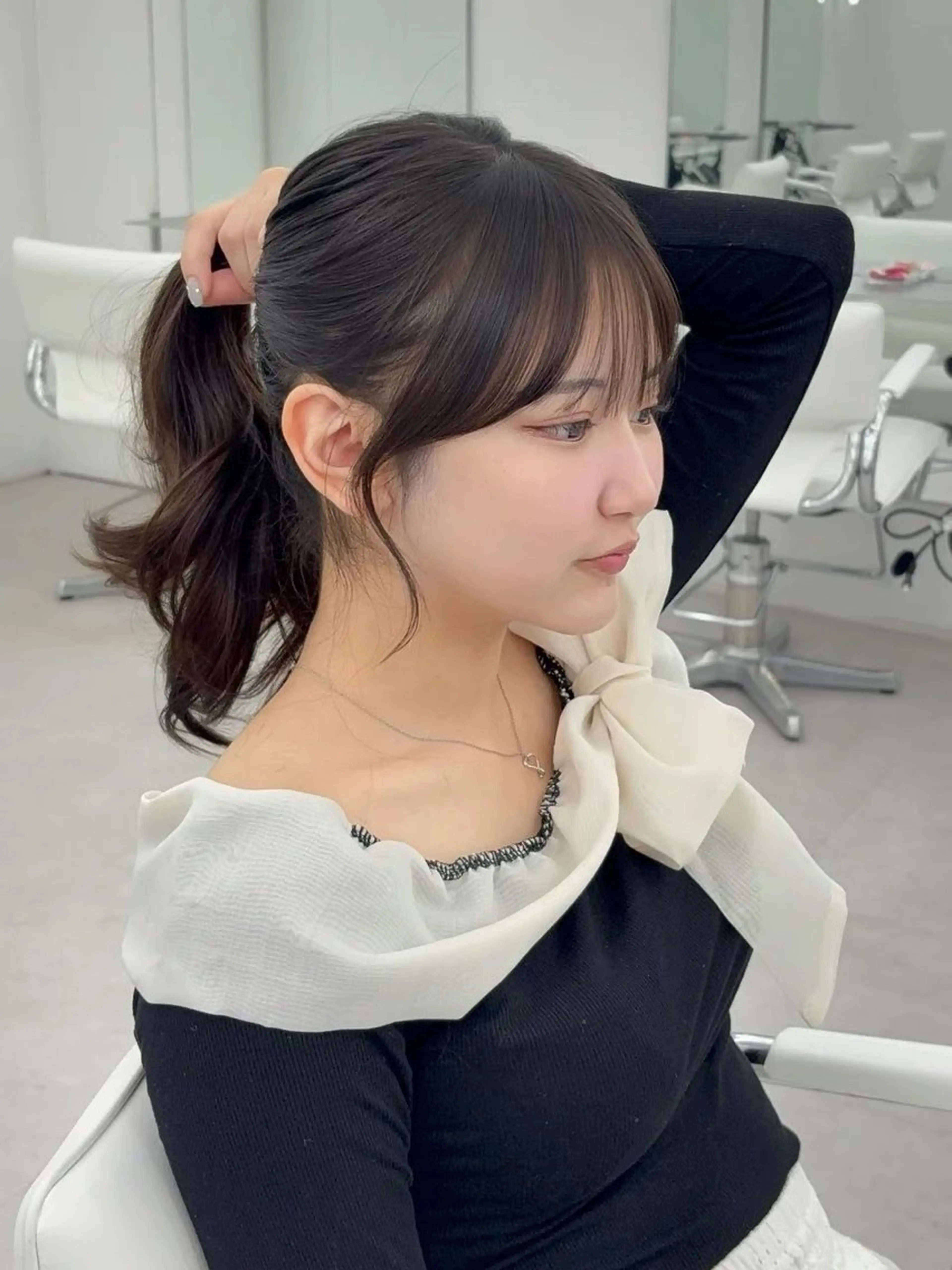 ロング カラー レイヤーカット 小顔カット カット ヘアカラー トリートメント 韓国ヘア/レイヤー/ 顔まわり足立遥奈のヘアスタイル