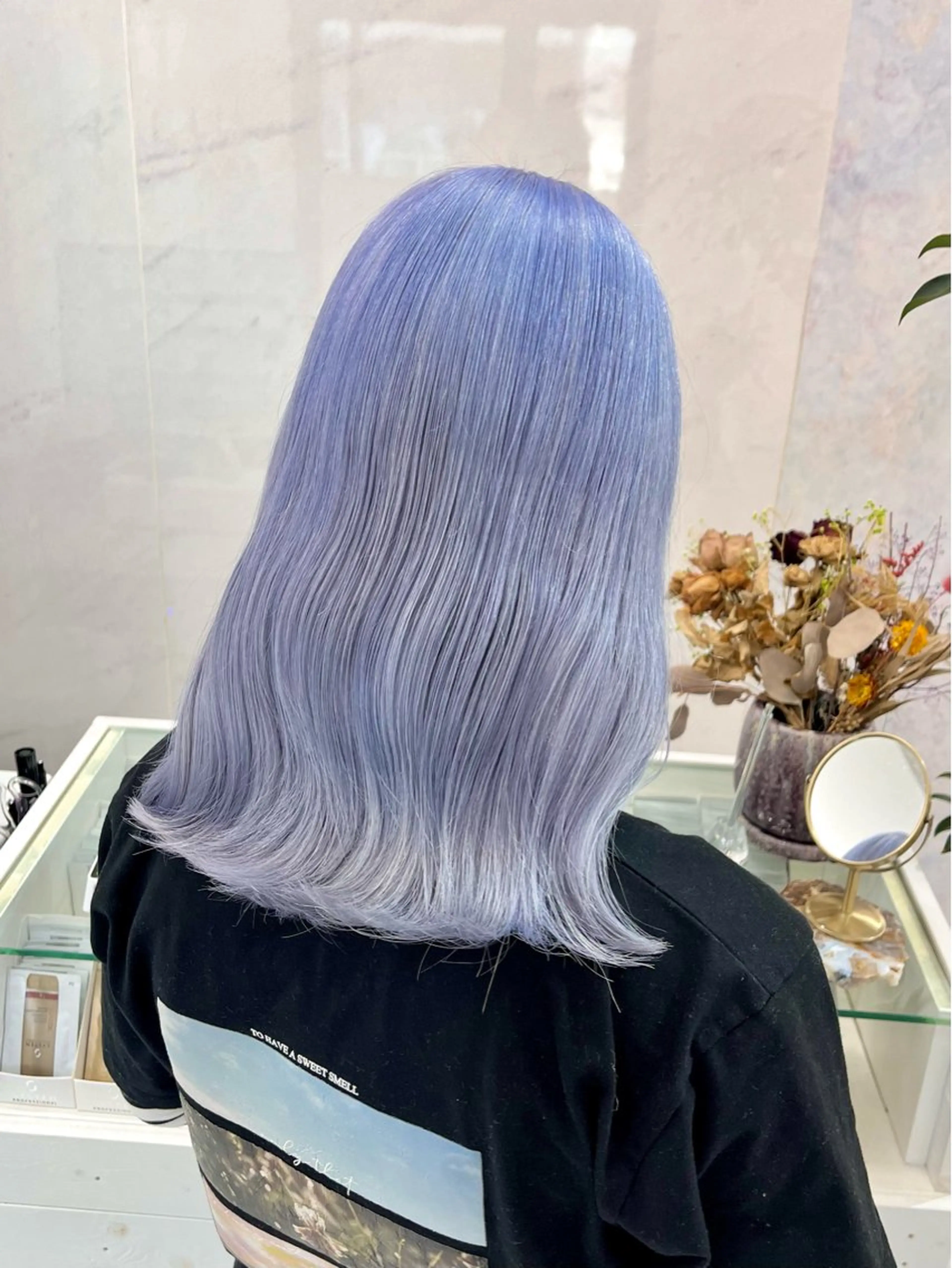 ミディアム カラー パーマ ヘアアレンジ メンズ キッズ ヘアカラー トリートメント ハイトーン/ピンク 💗モモ໒꒱のヘアスタイル