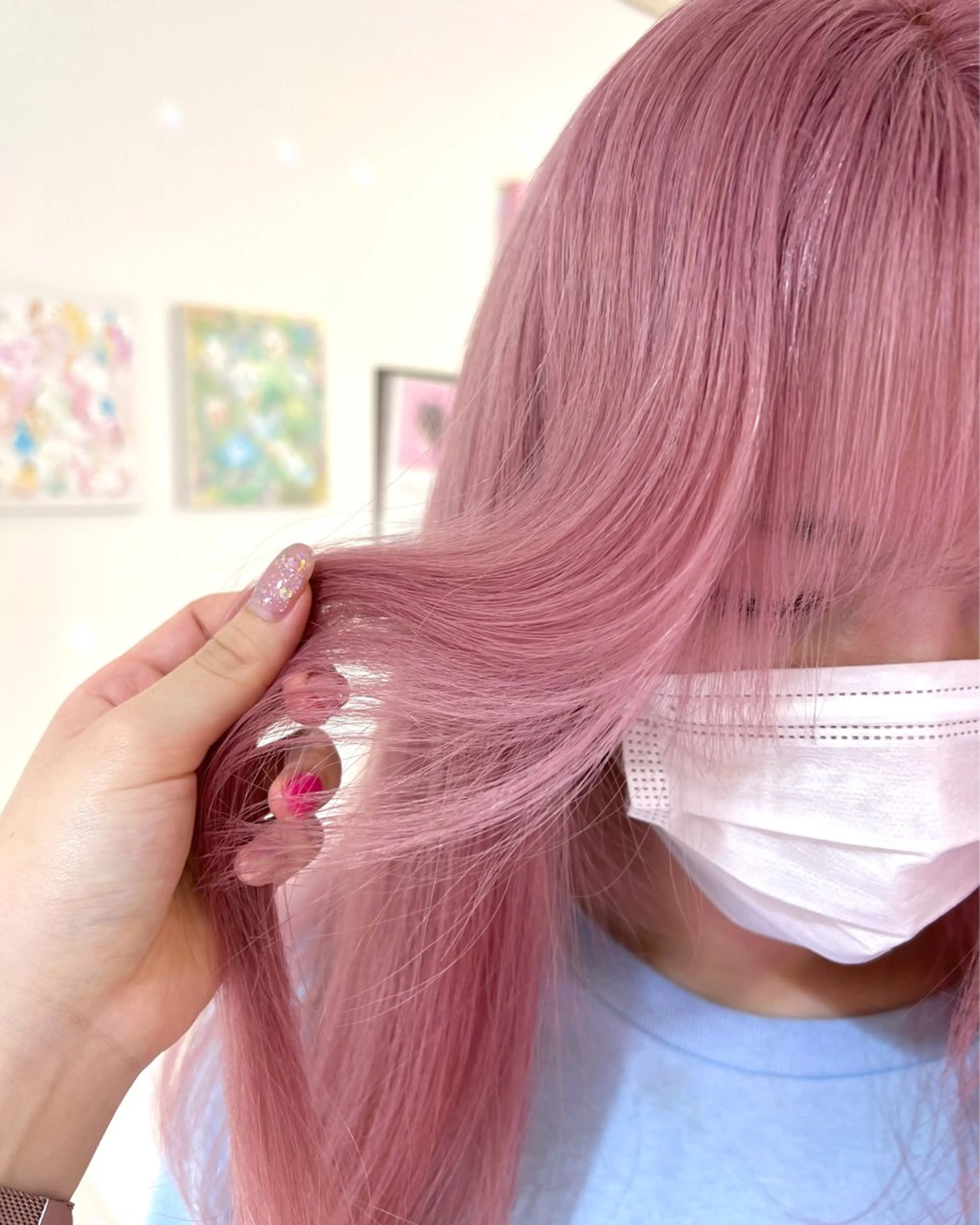 ミディアム ハイトーン♡ブリーチ ♡エクステ♡nanaのヘアスタイル