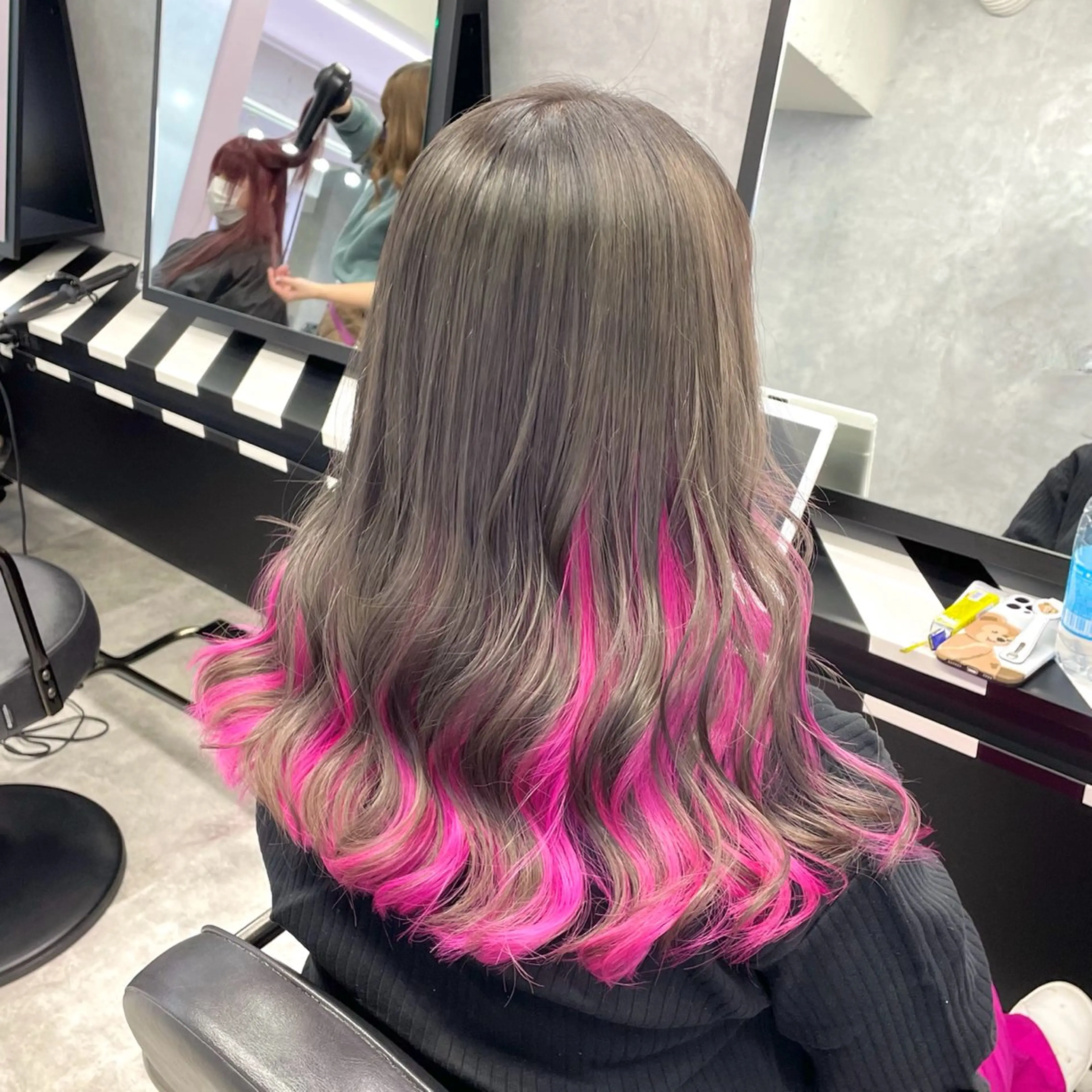 カラー ベージュカラー ブリーチ ダブルカラー グレージュ ハイトーンカラー ミルクティーベージュ /ピンク/大阪/堀江のヘアスタイル