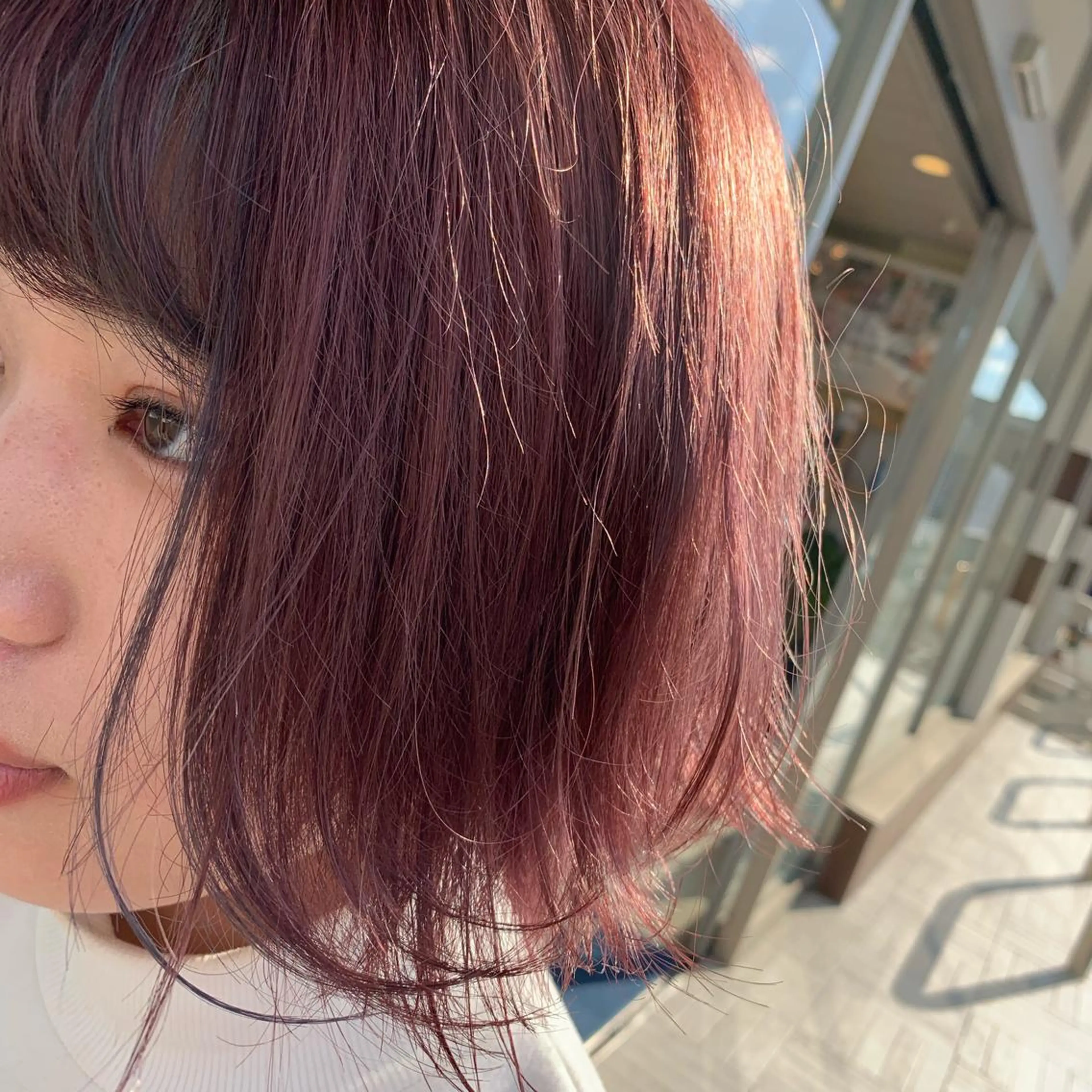 ミディアム カラー ブリーチ ブルーカラー ピンクカラー 畠山 華奈のヘアスタイル