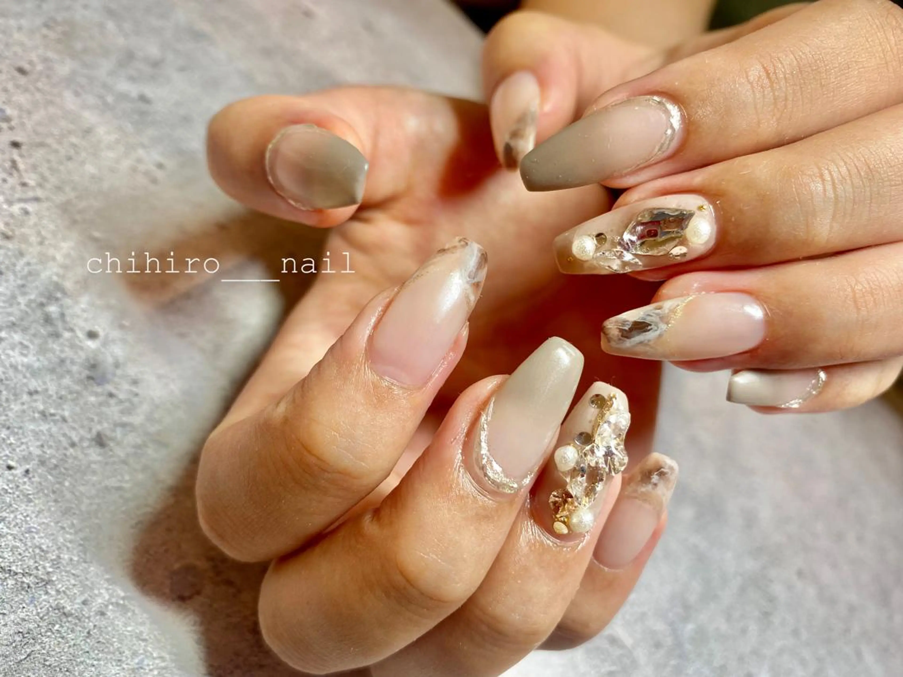 ロング カラー ネイル アートネイル フレンチネイル ジェルネイル マグネットネイル マグネットフレンチ ハンドネイル beauty salon ma'am所属・chihiro 小路ネイルのネイルデザイン