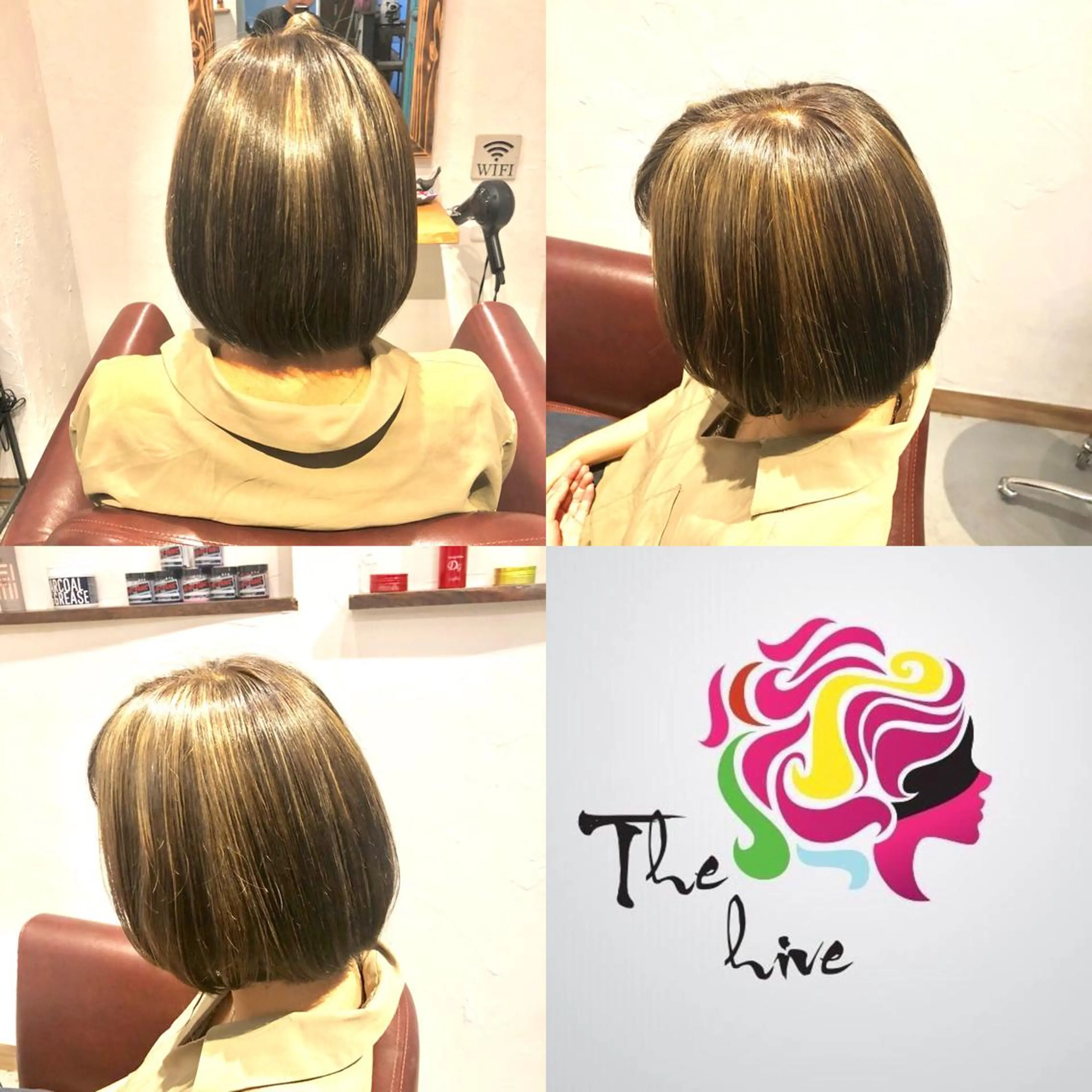ミディアム カラー グレージュ ハイライトカラー ハイライト カット ヘアカラー Hair salon The  hiveのヘアスタイル