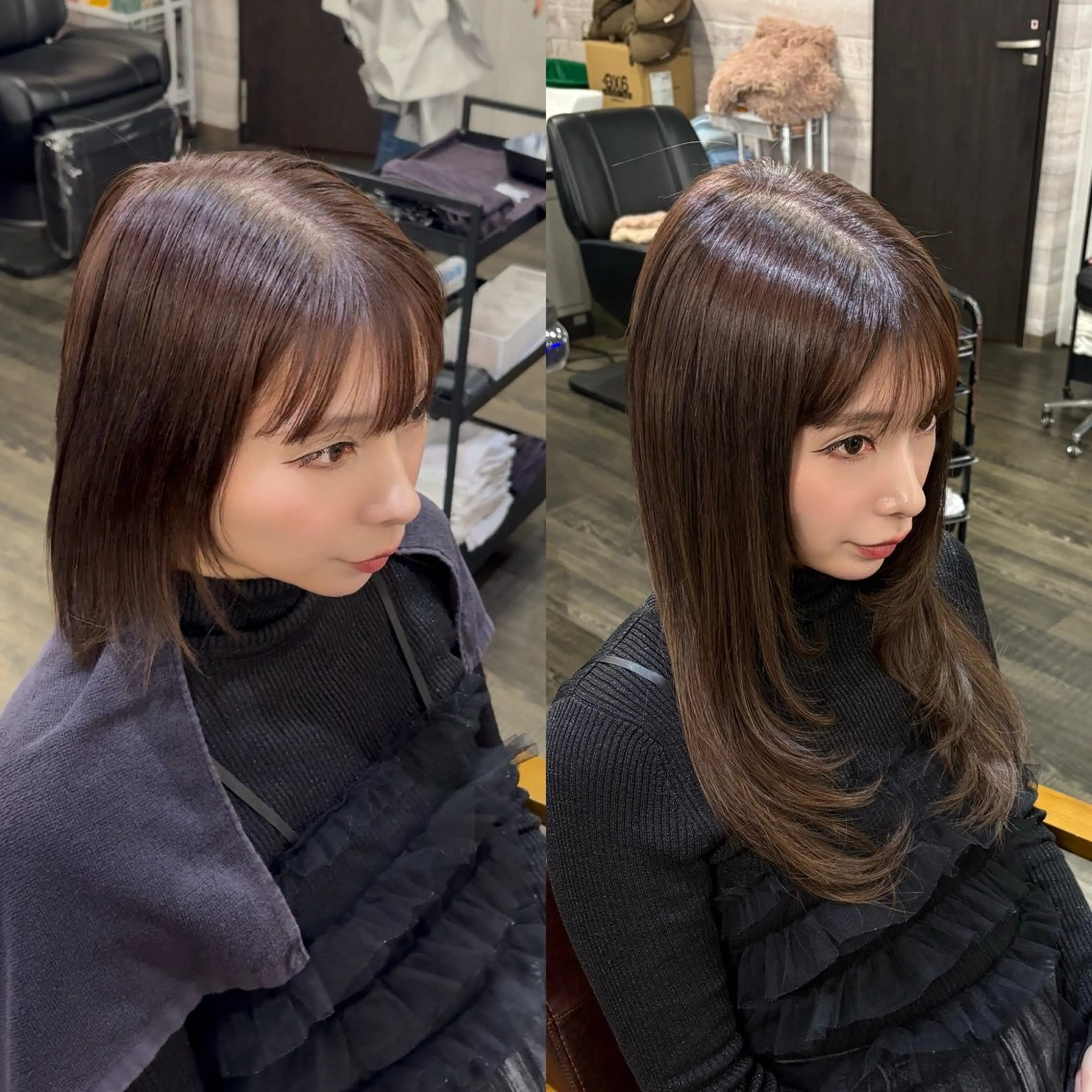 セミロング シールエクステ エクステ レイヤーカット エクステ LOCO Ko-kiのヘアスタイル