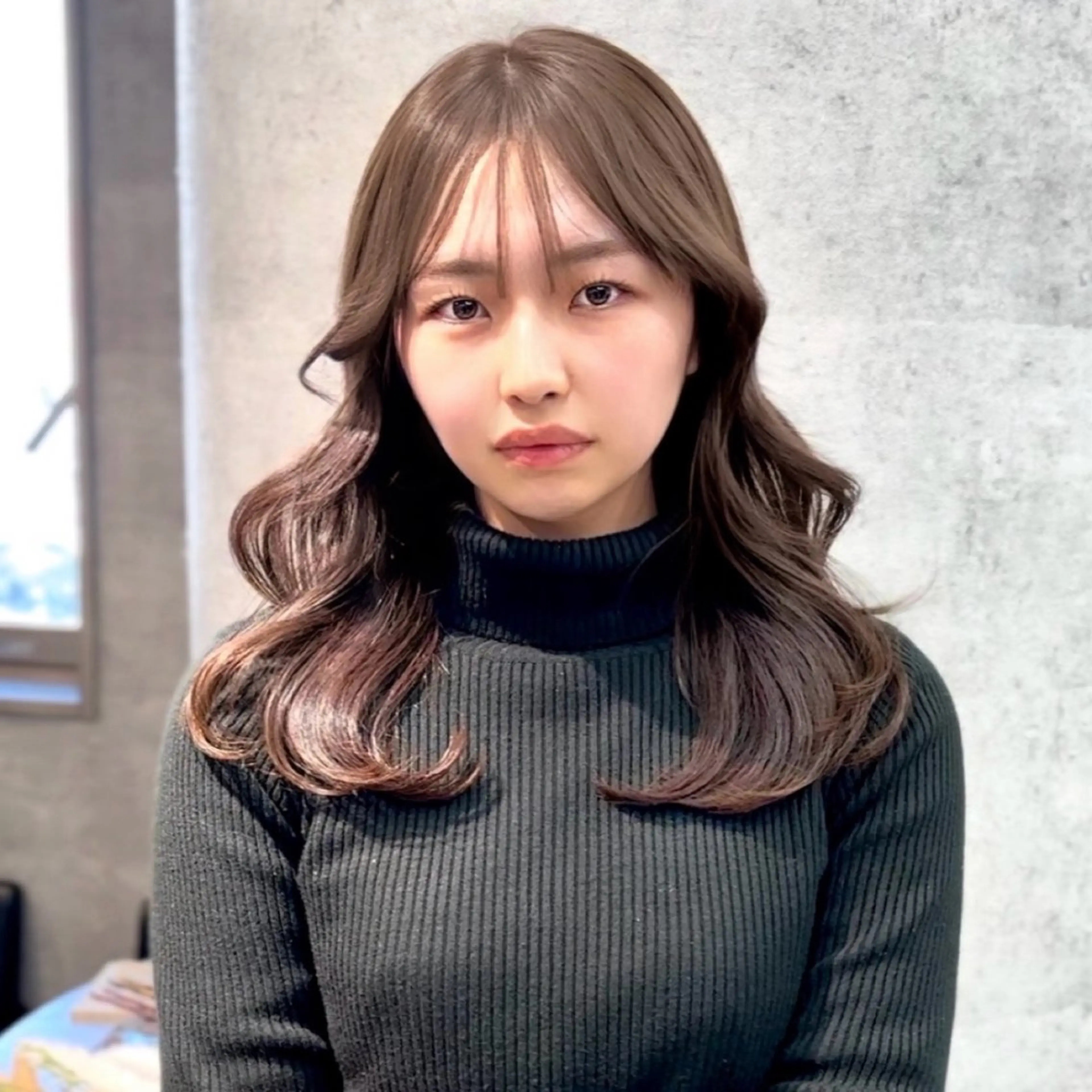 セミロング 韓国風ヘア レイヤーカット シースルーバング カット ヘアカラー トリートメント 新宿/韓国レイヤー 顔まわり/RIKUのヘアスタイル