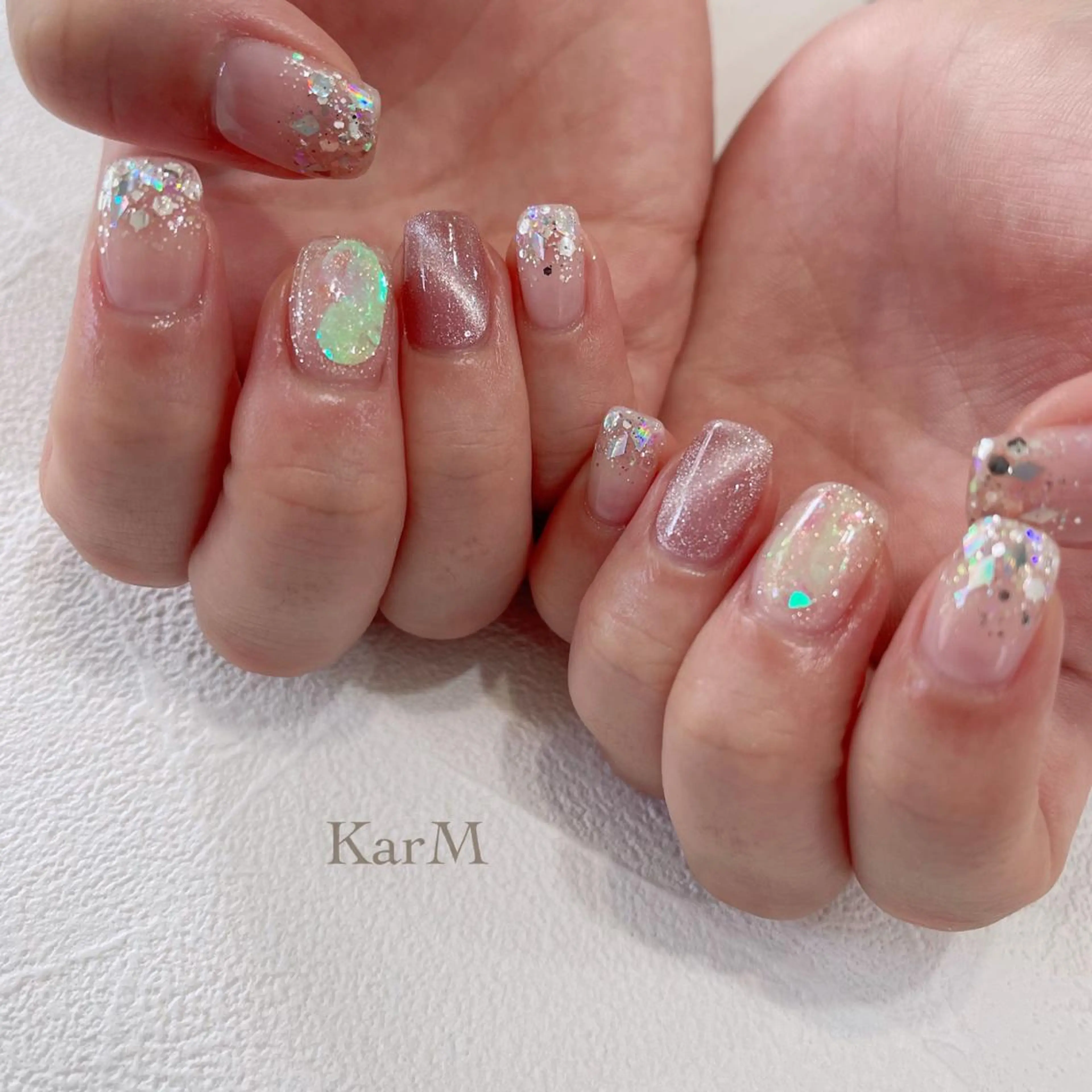 ネイル アートネイル オーロラネイル チークネイル フットネイル フレンチネイル ogino karinのネイルデザイン
