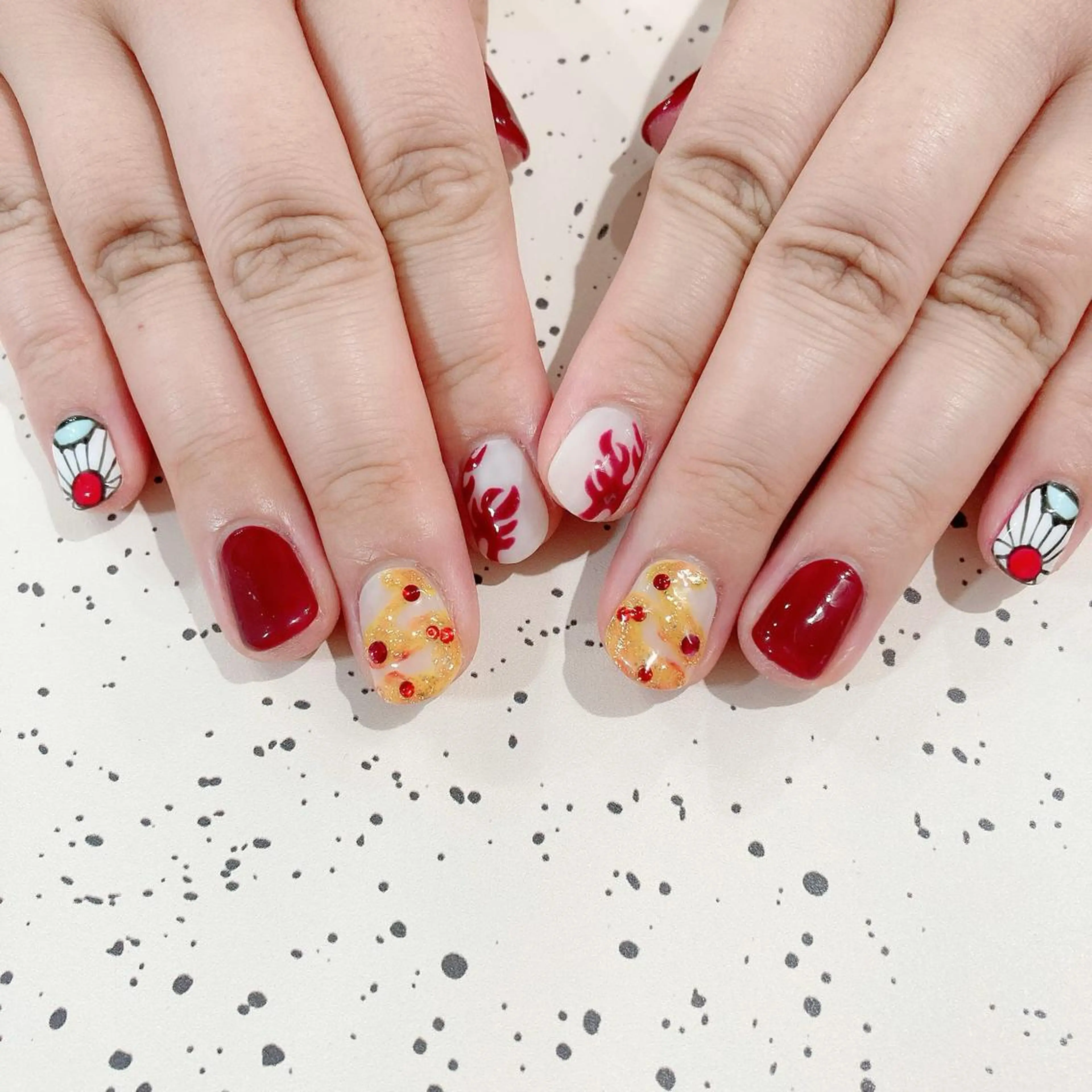 ネイル ジェルネイル パラジェル 夏ネイル ハンドネイル Nail Kのネイルデザイン