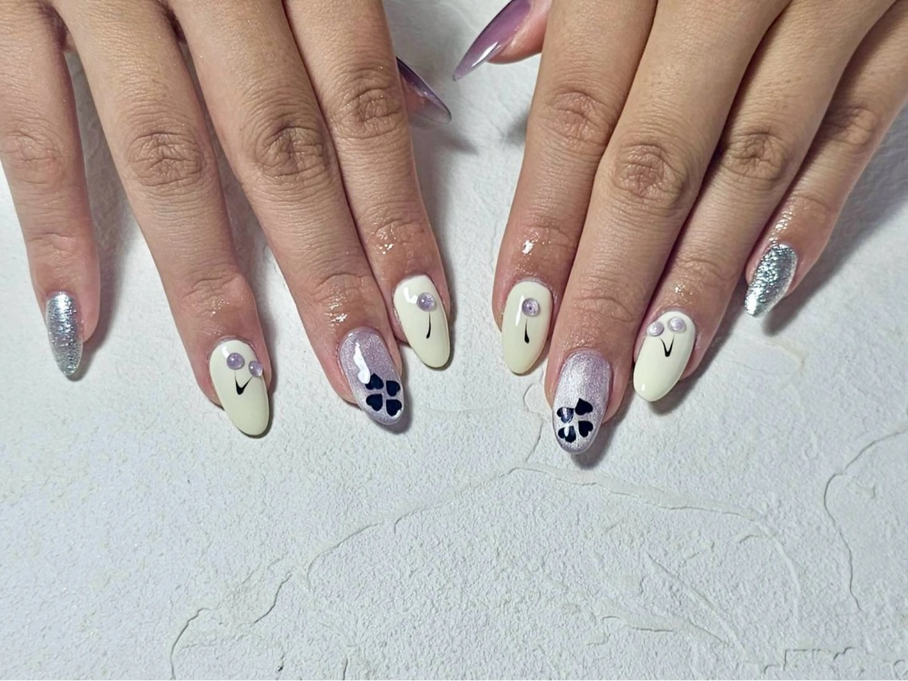 ネイル オーロラネイル フットネイル フレンチネイル ジェルネイル ハート ハンドネイル Mogu nail 二子玉川のネイルデザイン