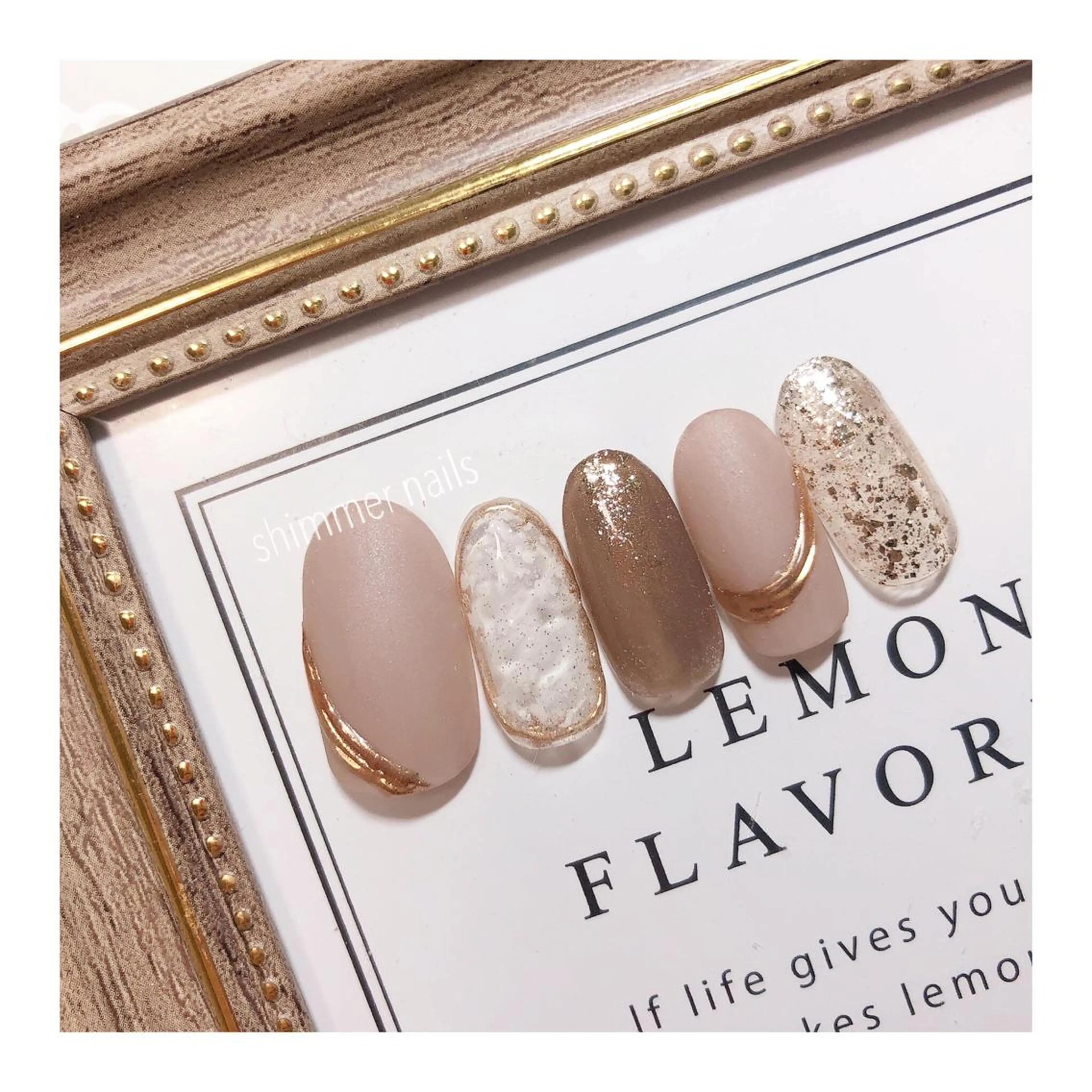 ネイル マットネイル ミラーネイル shimmer nailsのネイルデザイン